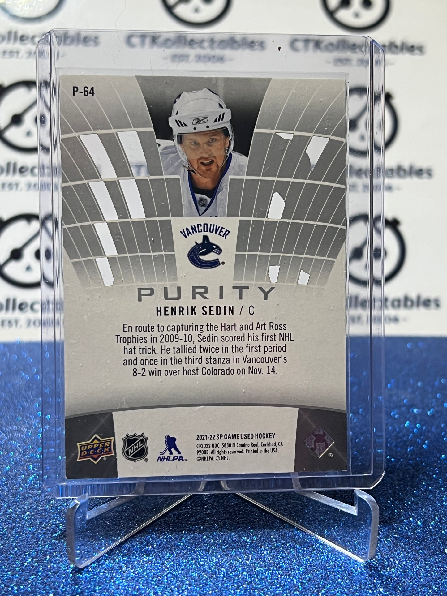 2021-22 UPPER DECK SP HENRIK SEDIN # P-64 PURITY VANCOUVER CANUCKS HOCKEY CARD