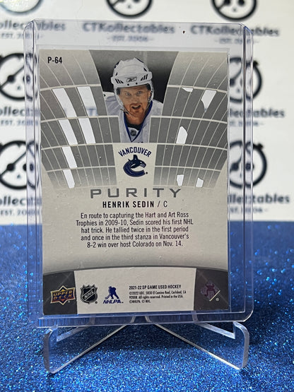 2021-22 UPPER DECK SP HENRIK SEDIN # P-64 PURITY VANCOUVER CANUCKS HOCKEY CARD