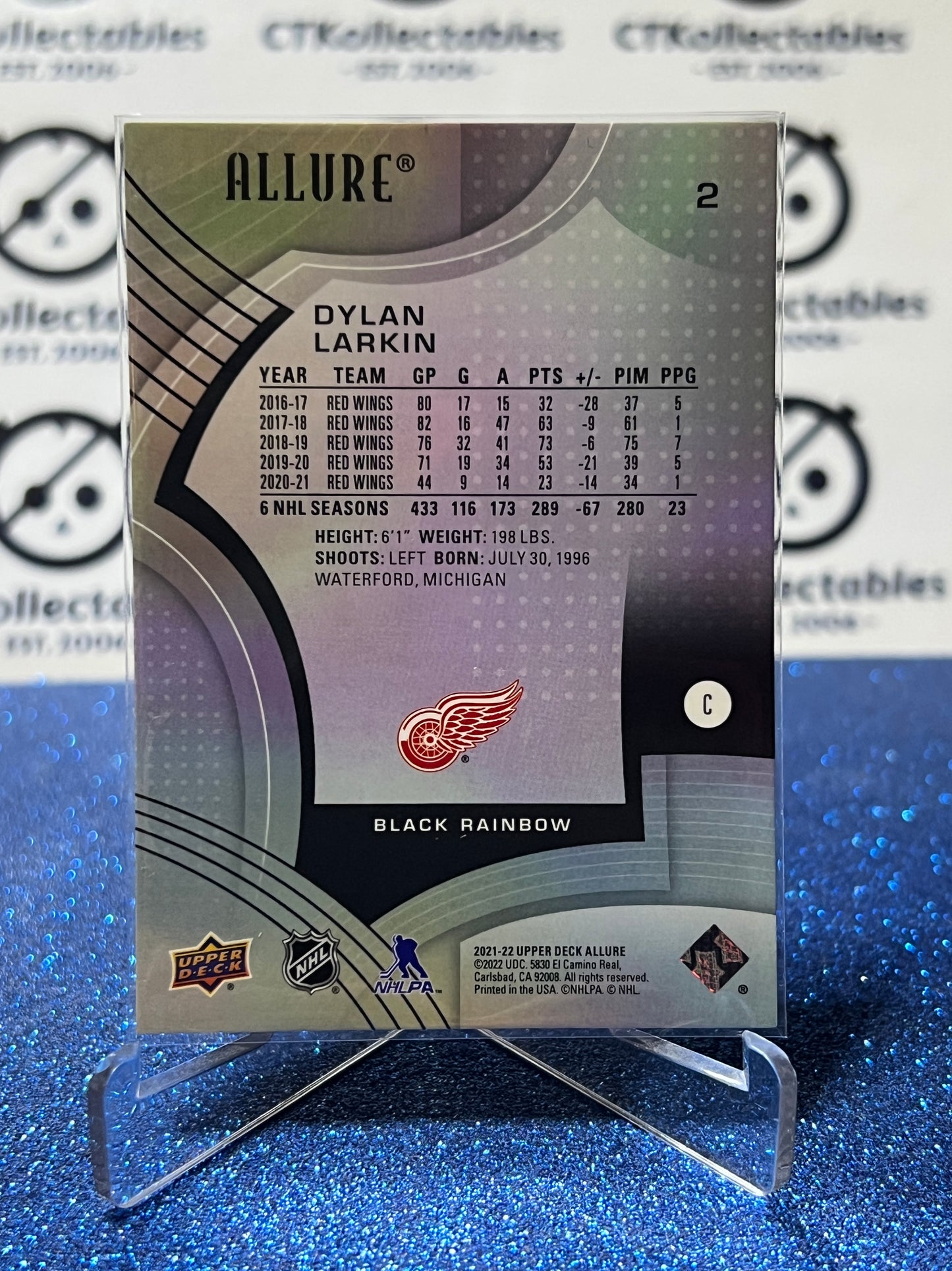 2021-22 UPPER DECK ALLURE DYLAN LARKIN # 2 BLACK RAINBOW  DETROIT RED WINGS NHL HOCKEY CARD