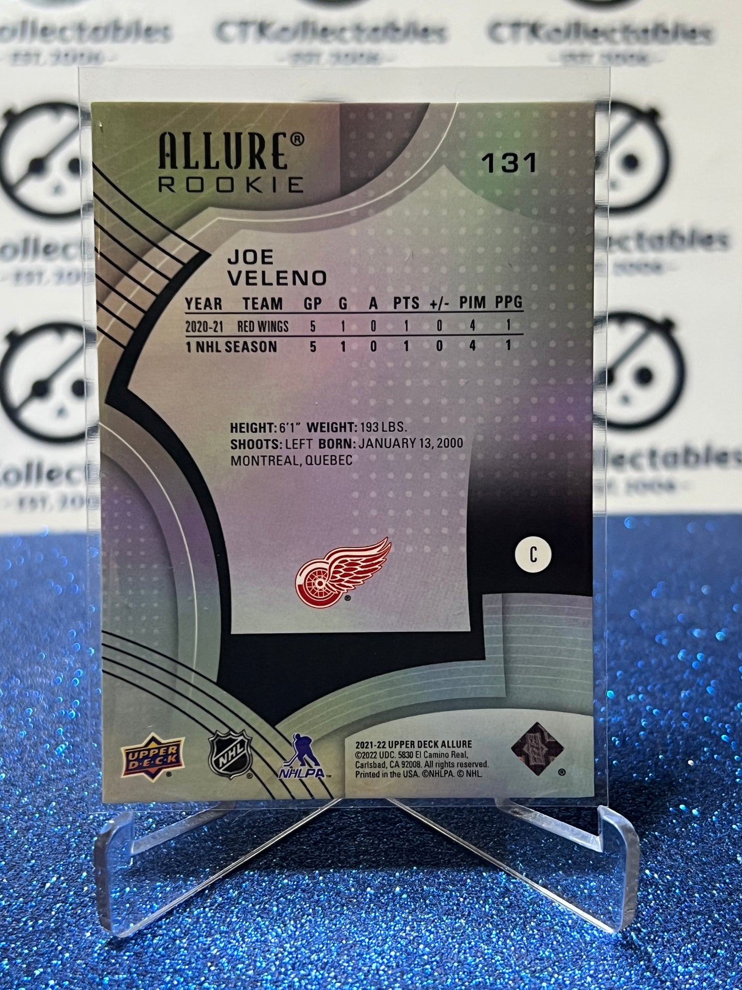 2021-22 UPPER DECK ALLURE JOE VELEND # 131 ROOKIE DETROIT RED WINGS NHL HOCKEY CARD
