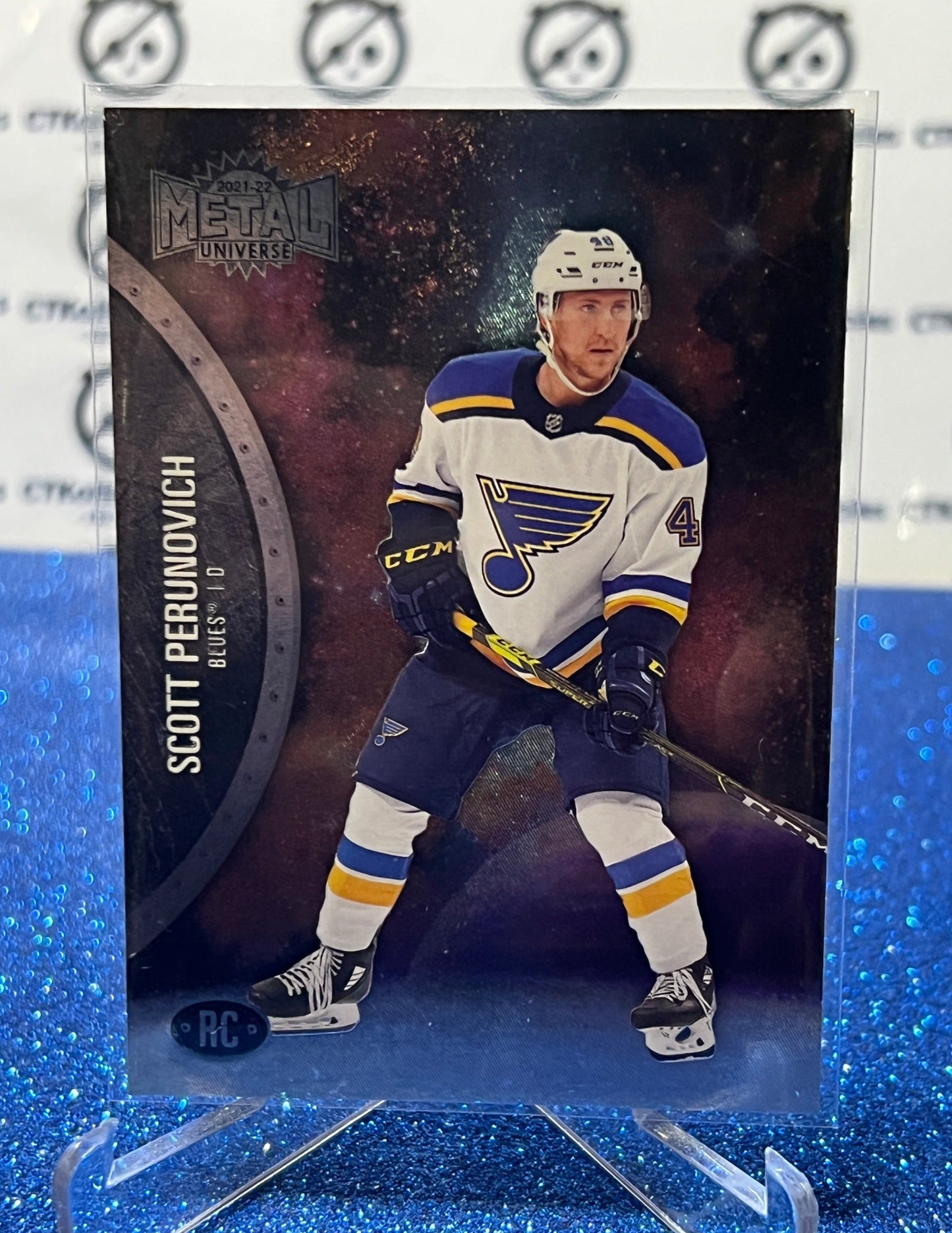 2021-22 SKYBOX METAL SCOTT PERUNOVICH # 171 ROOKIE ST. LOUIS BLUES NHL HOCKEY CARD