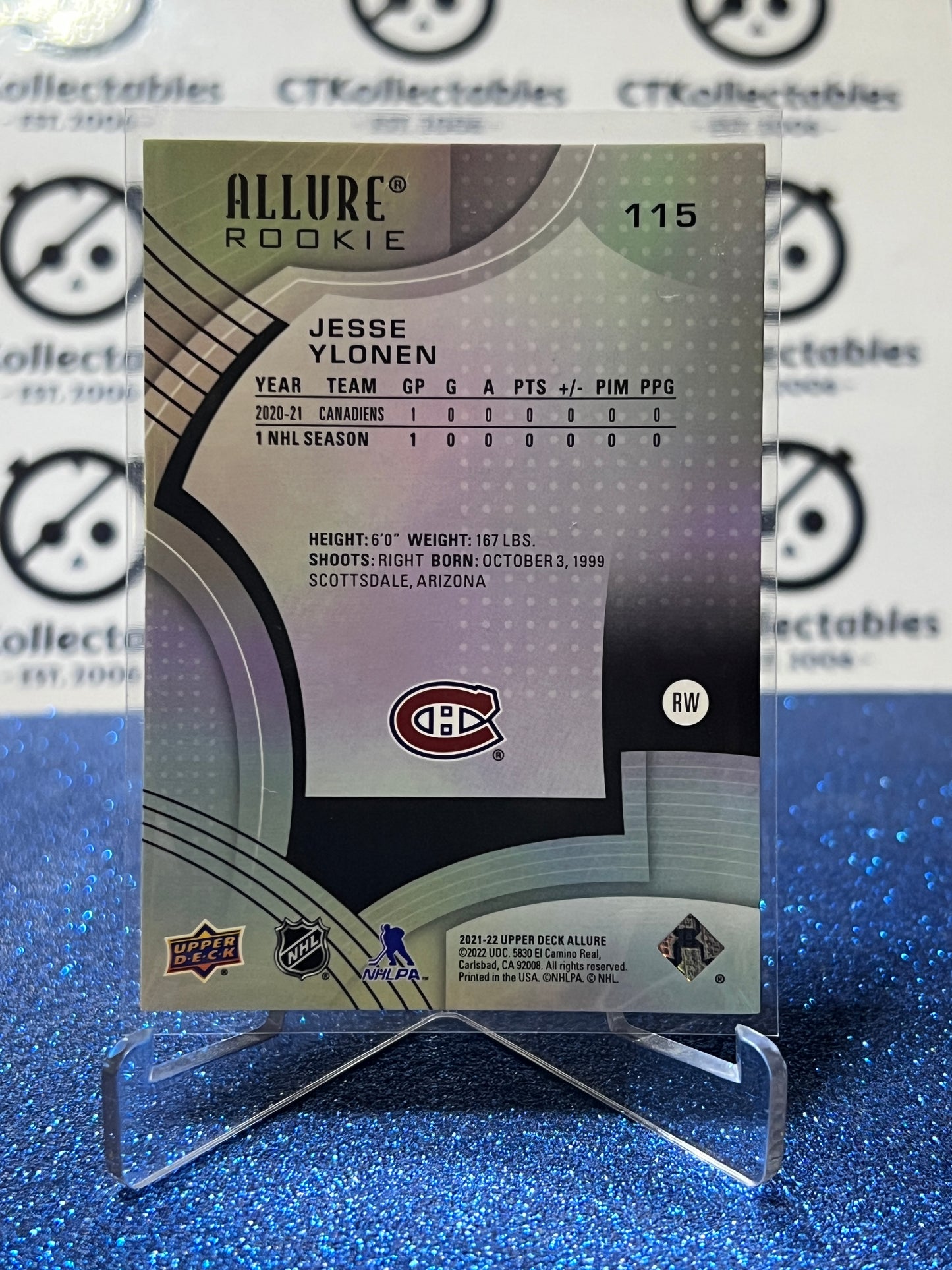 2021-22 UPPER DECK ALLURE JESSE YLONEN # 115 RC MONTREAL CANADIENS HOCKEY CARD