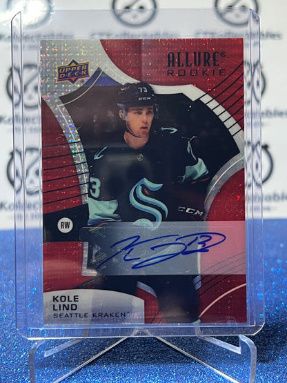 2021-22 UPPER DECK ALLURE KOLE LIND # 120 RC RED RAINBOW AUTO SEATTLE KRAKEN NHL HOCKEY TRADING CARD