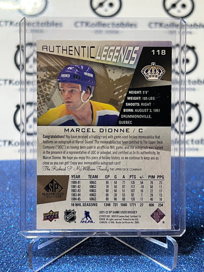 2021-22 UPPER DECK SP MARCEL DIONNE # 116 AUTO PATCH AUTHENTIC LEGENDS /25 LA KINGS HOCKEY CARD