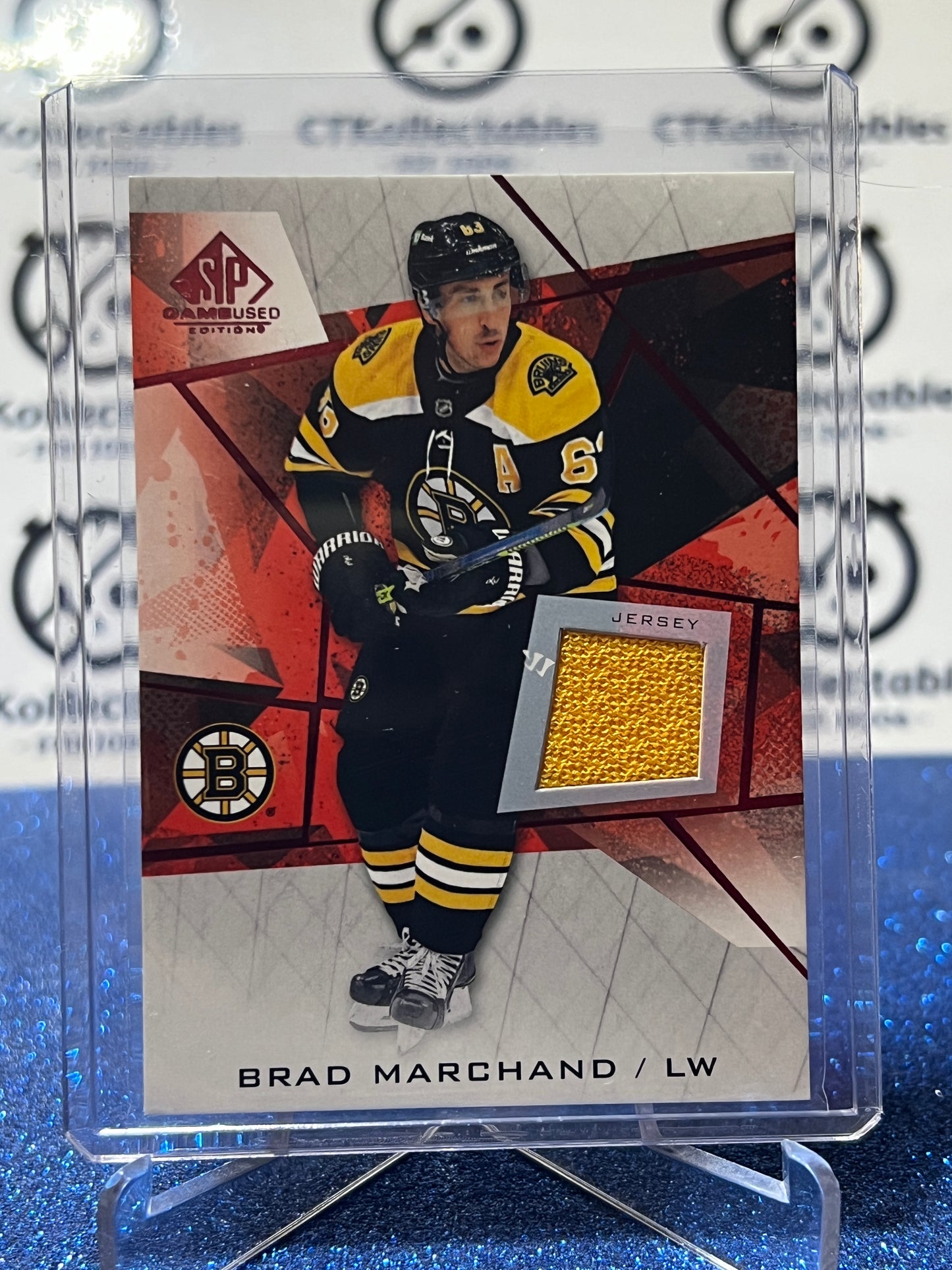 2021-22 UPPER DECK SP BRAD MARCHAND # 91 GAME USED JERSEY PATCH BOSTON BRUINS HOCKEY CARD