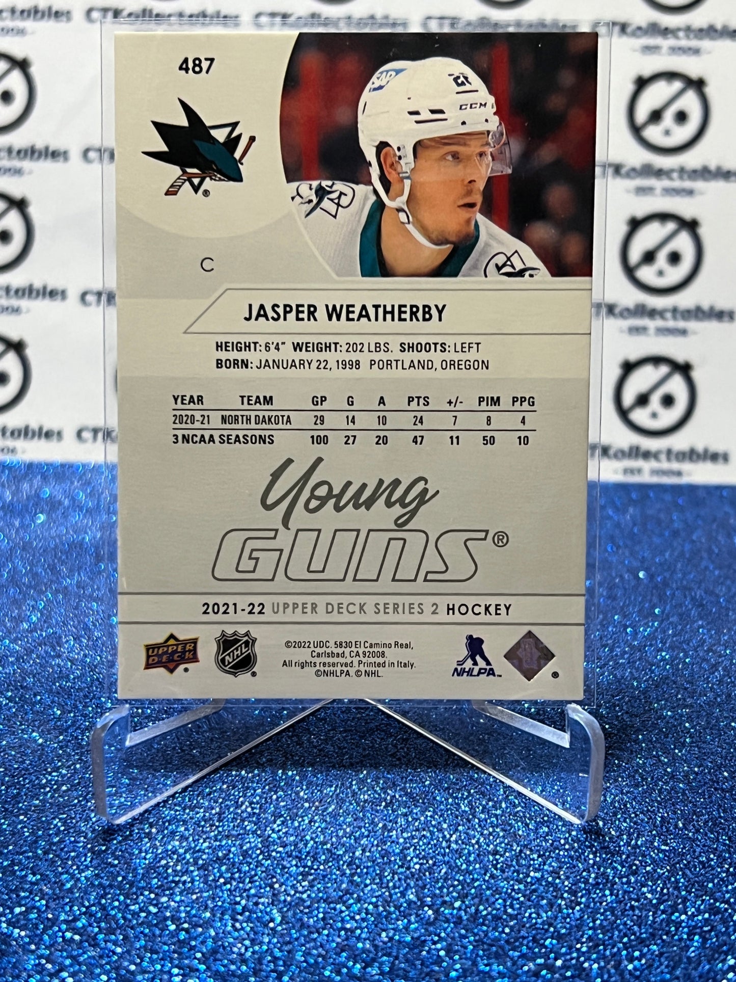 2021-22 UPPER DECK JASPER WEATHERBY # C238 UD CANVAS YOUNG GUNS ROOKIE SAN JOSE SHARKS HOCKEY CARD (Copy)