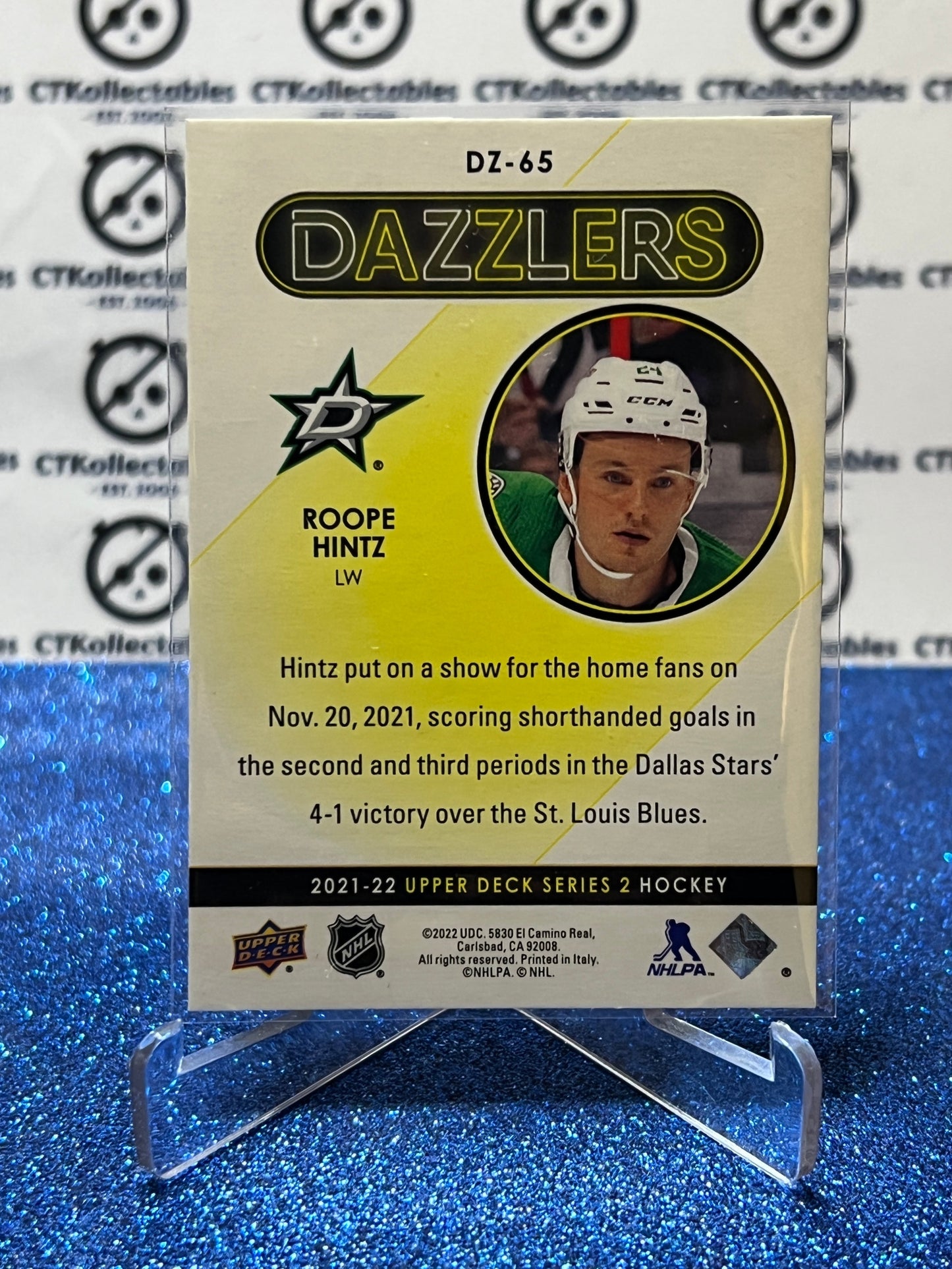 2021-22 UPPER DECK ROOPE HINTZ # DZ-65 DAZZLERS RED DALLAS STARS HOCKEY CARD