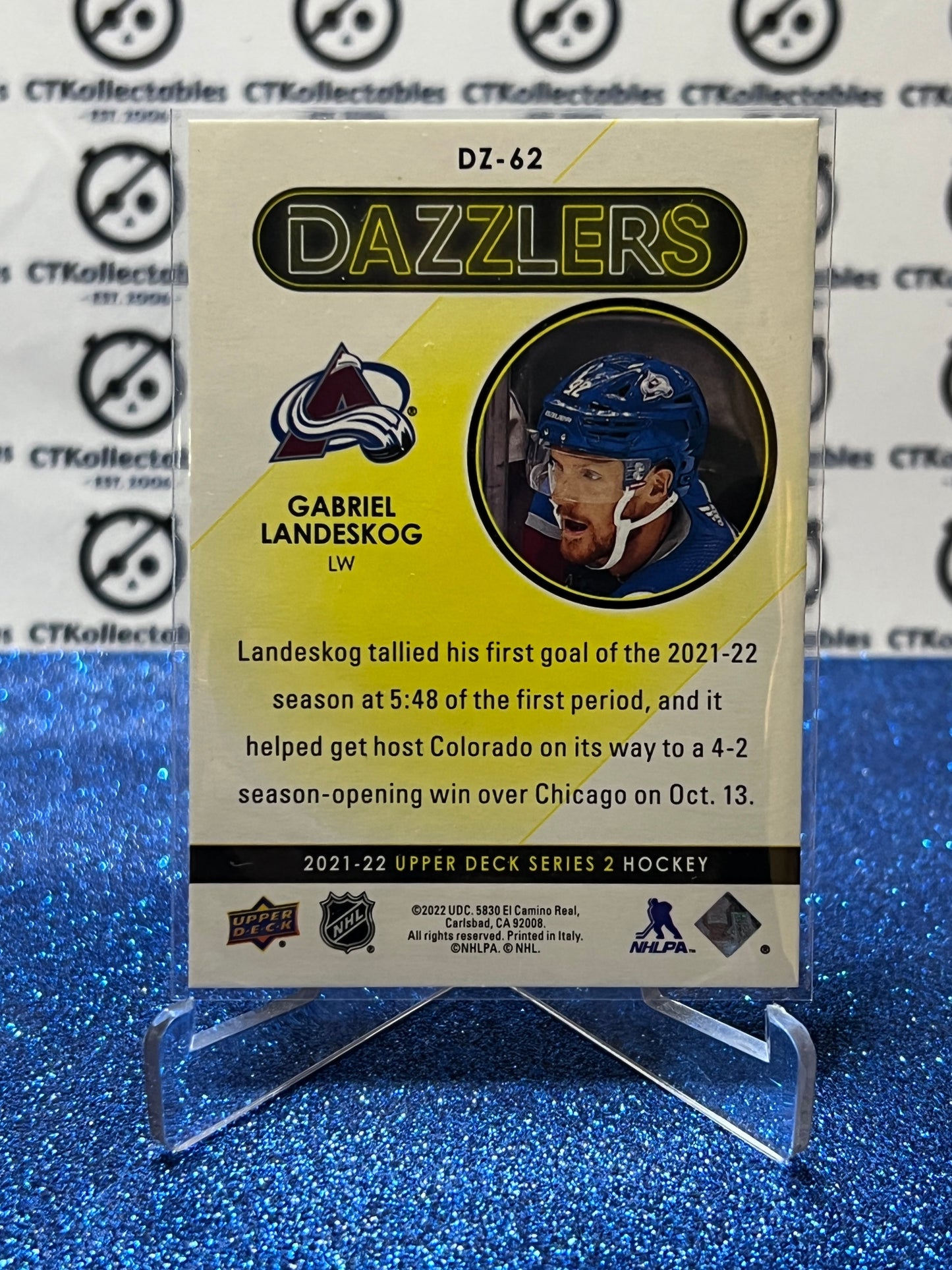 2021-22 UPPER DECK GABRIEL LANDESKOG # DZ-62 DAZZLERS RED COLORADO AVALANCHE HOCKEY CARD