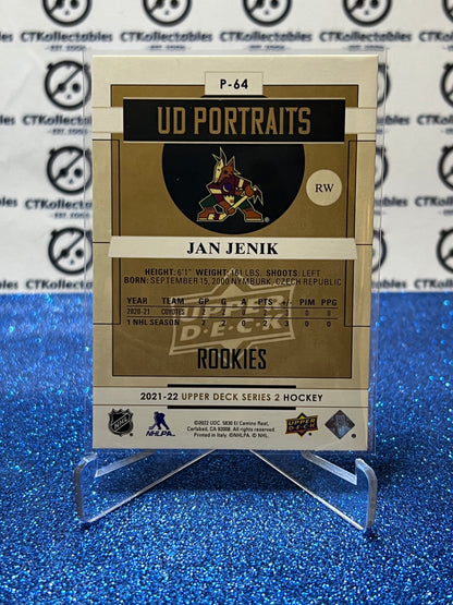 2021-22 UPPER DECK JAN JENIK # P-64 ROOKIE UD PORTRAITS ARIZONA COYOTES HOCKEY CARD