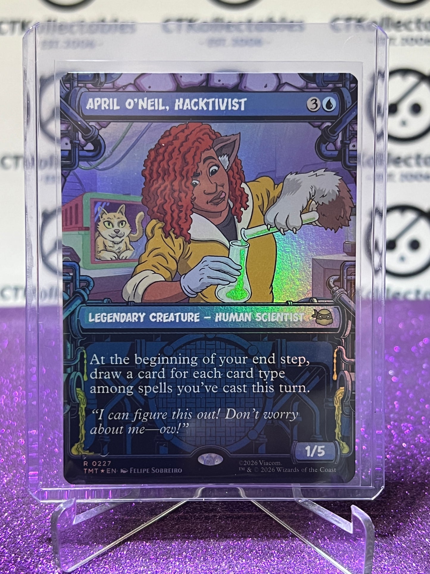 2026 MAGIC THE GATHERING TEENAGE MUTANT NINJA TURTLES APRIL O'NEIL HACKTIVIST # R 0227 FOIL CREATURE  CARD