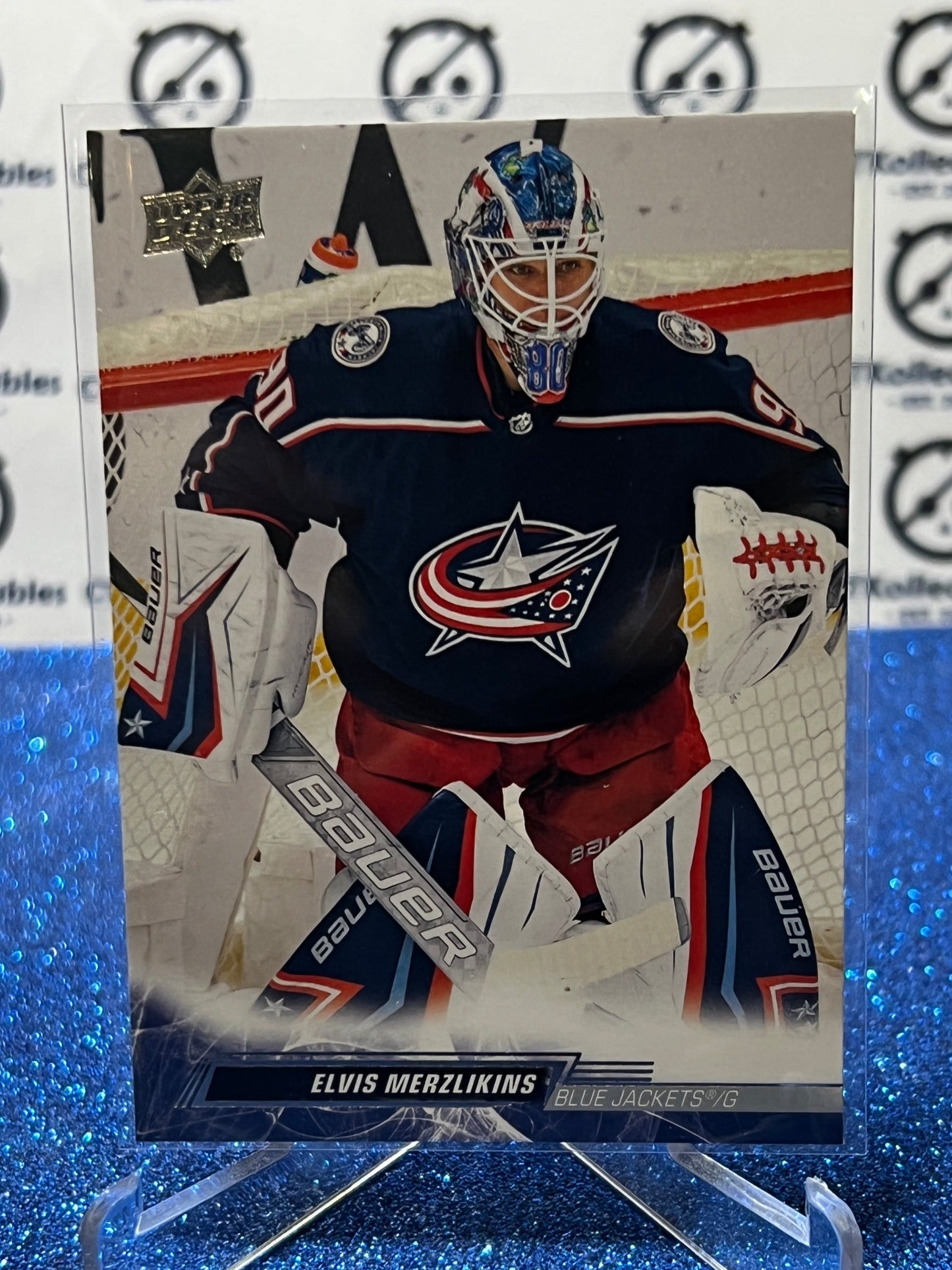 2022-23 UPPER DECK ELVIS MERZLIKINS # 53 COLUMBUS BLUE JACKETS HOCKEY CARD