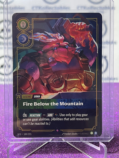2026 RIFTBOUND LEAGUE OF LEGENDS SPIRITFORGED FIRE BELOW THE MOUNTAIN # 189/221 FOIL TRADING GAME CARD