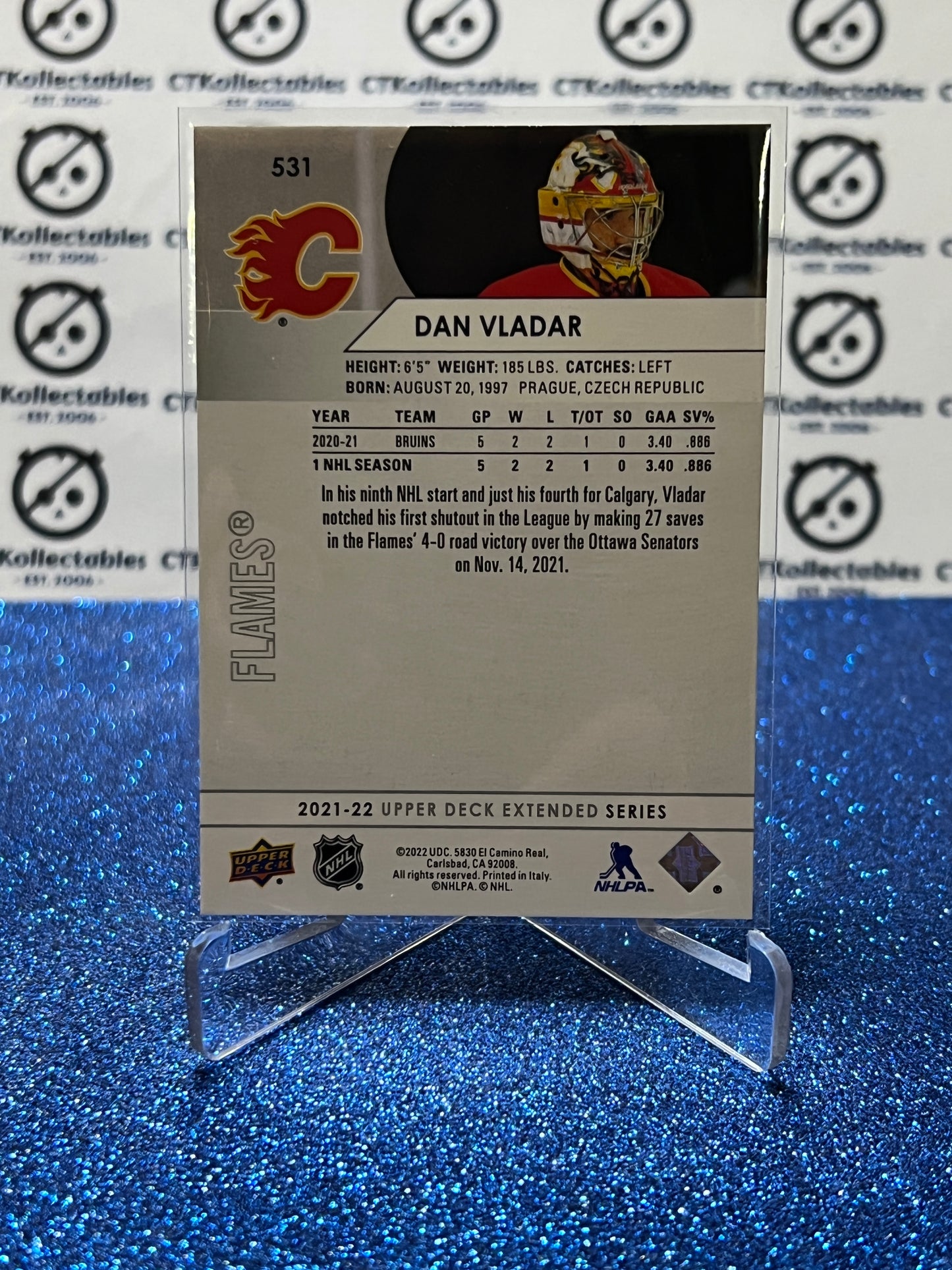 2021-22 UPPER DECK DAN VLADAR # 531 ROOKIE CALGARY FLAMES HOCKEY CARD