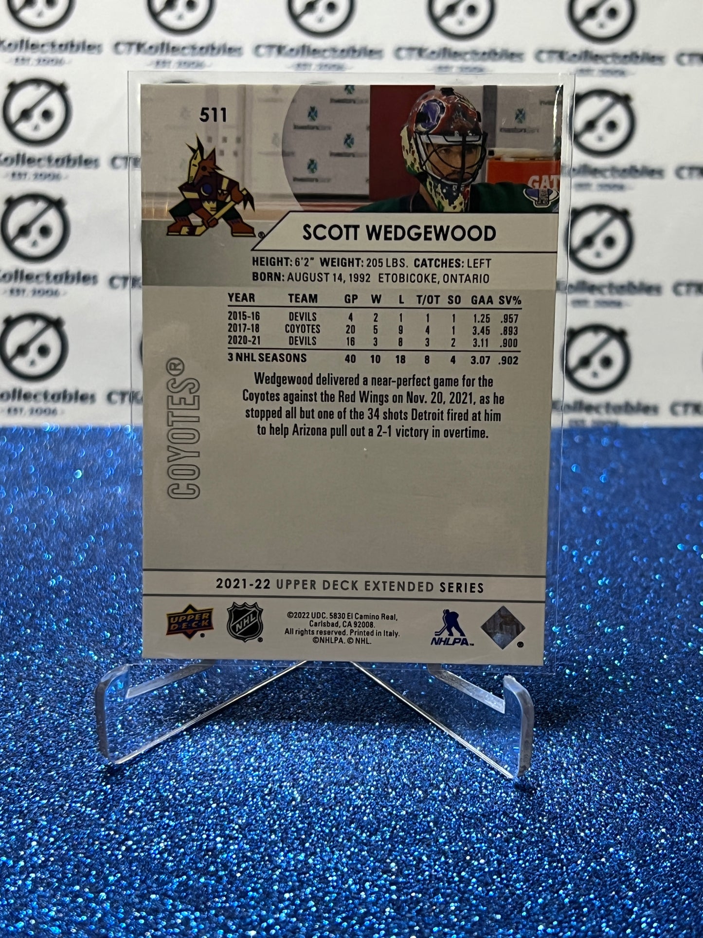 2021-22 UPPER DECK SCOTT WEDGEWOOD # 511 ARIZONA COYOTES HOCKEY CARD