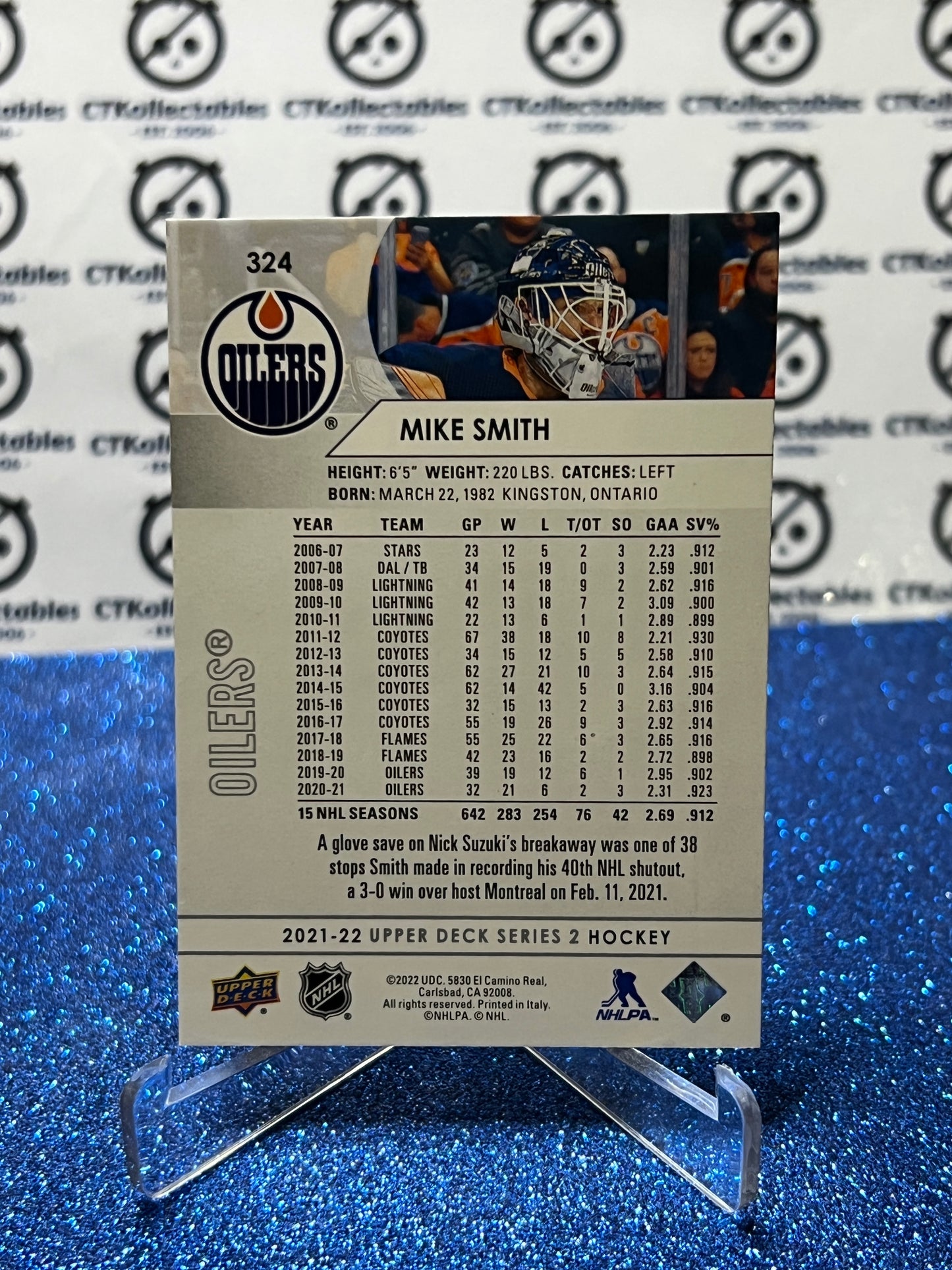 2021-22 UPPER DECK MIKE SMITH # 324 EDMONTON OILERS HOCKEY NHL CARD