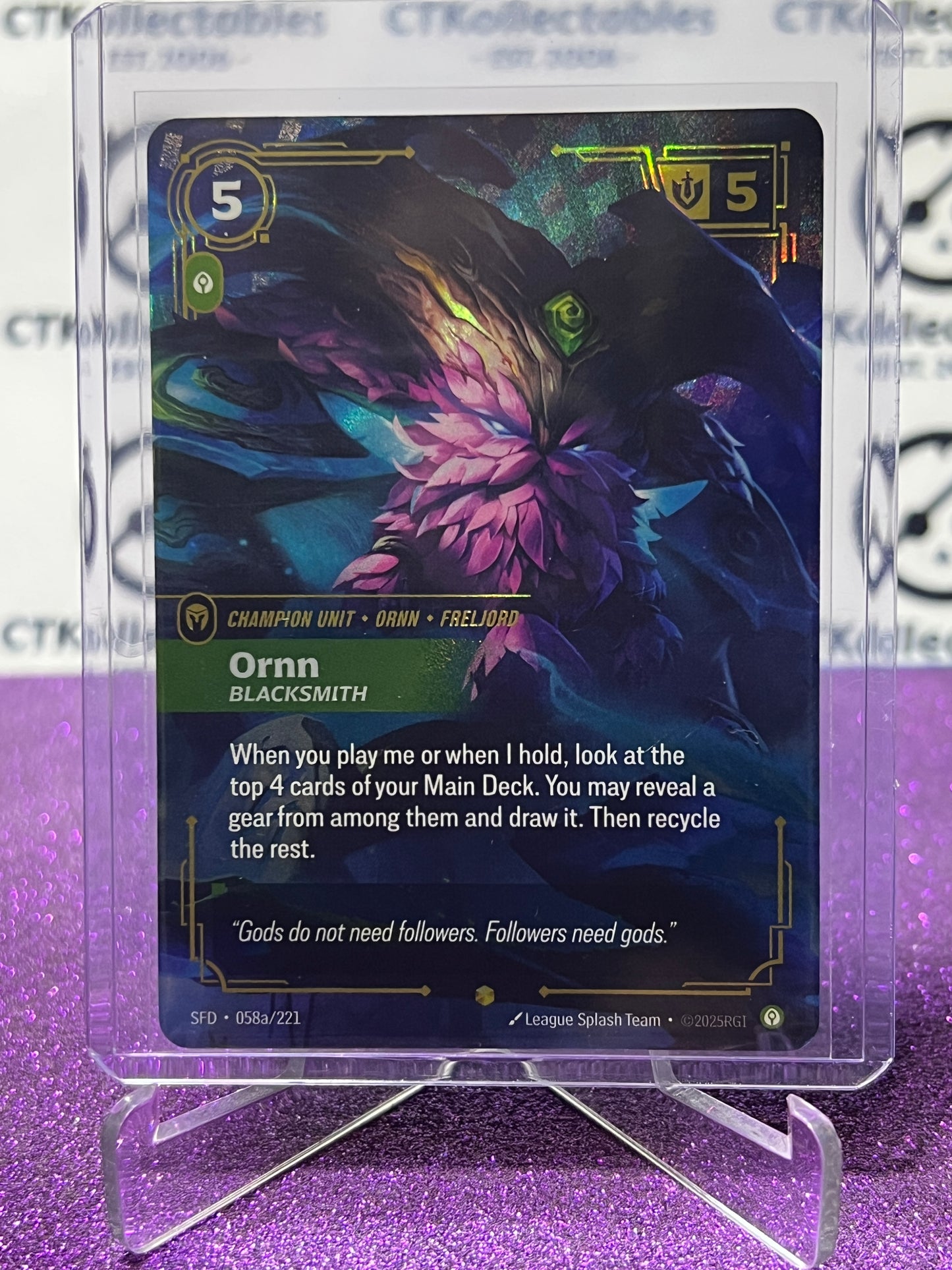 2026 RIFTBOUND LEAGUE OF LEGENDS SPIRITFORGED ORNN # 058a/221 FOIL TRADING GAME CARD