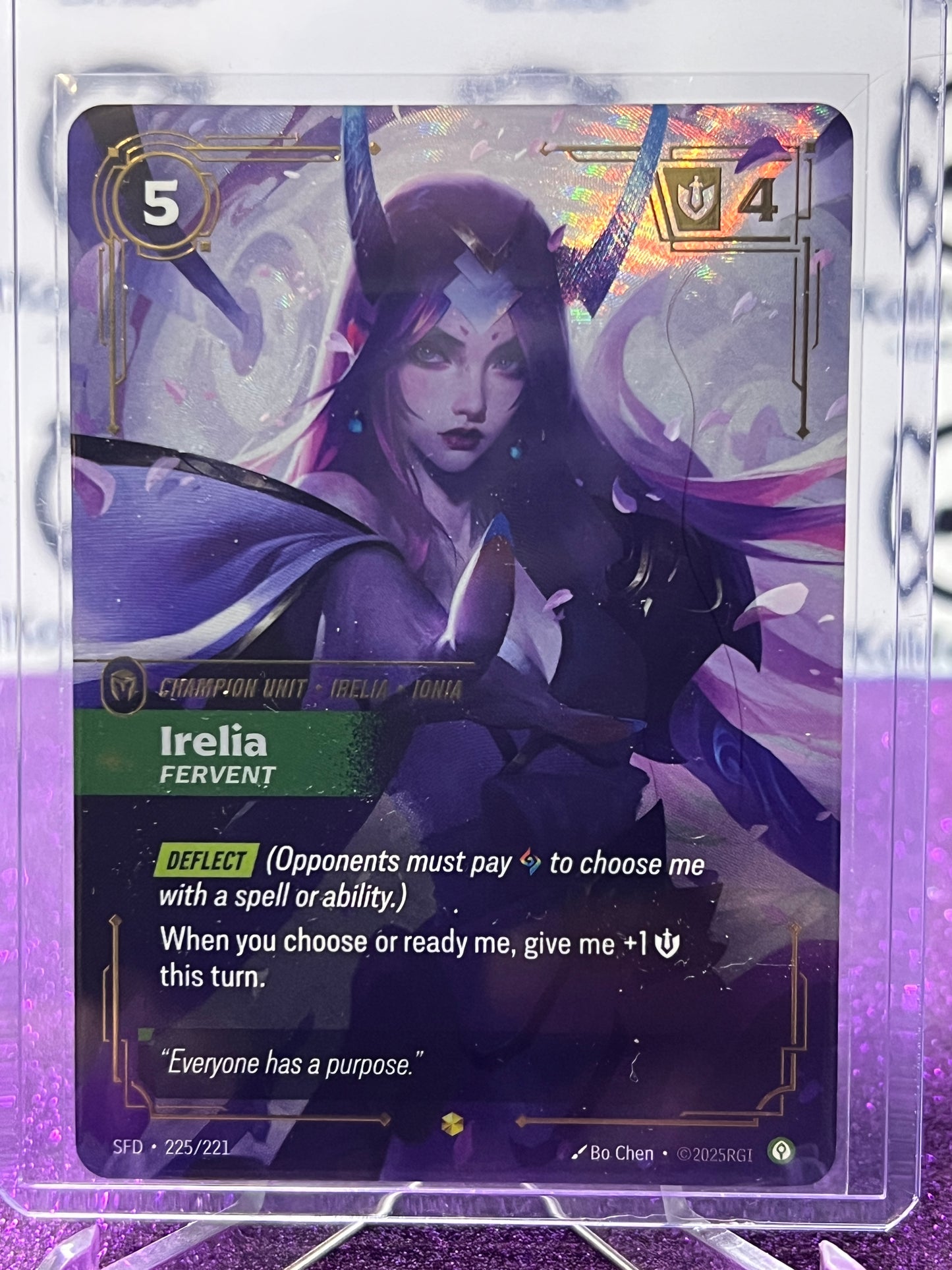 2026 RIFTBOUND LEAGUE OF LEGENDS SPIRITFORGED IRELIA # 225/221 OVERNUMBERED FOIL TRADING GAME CARD