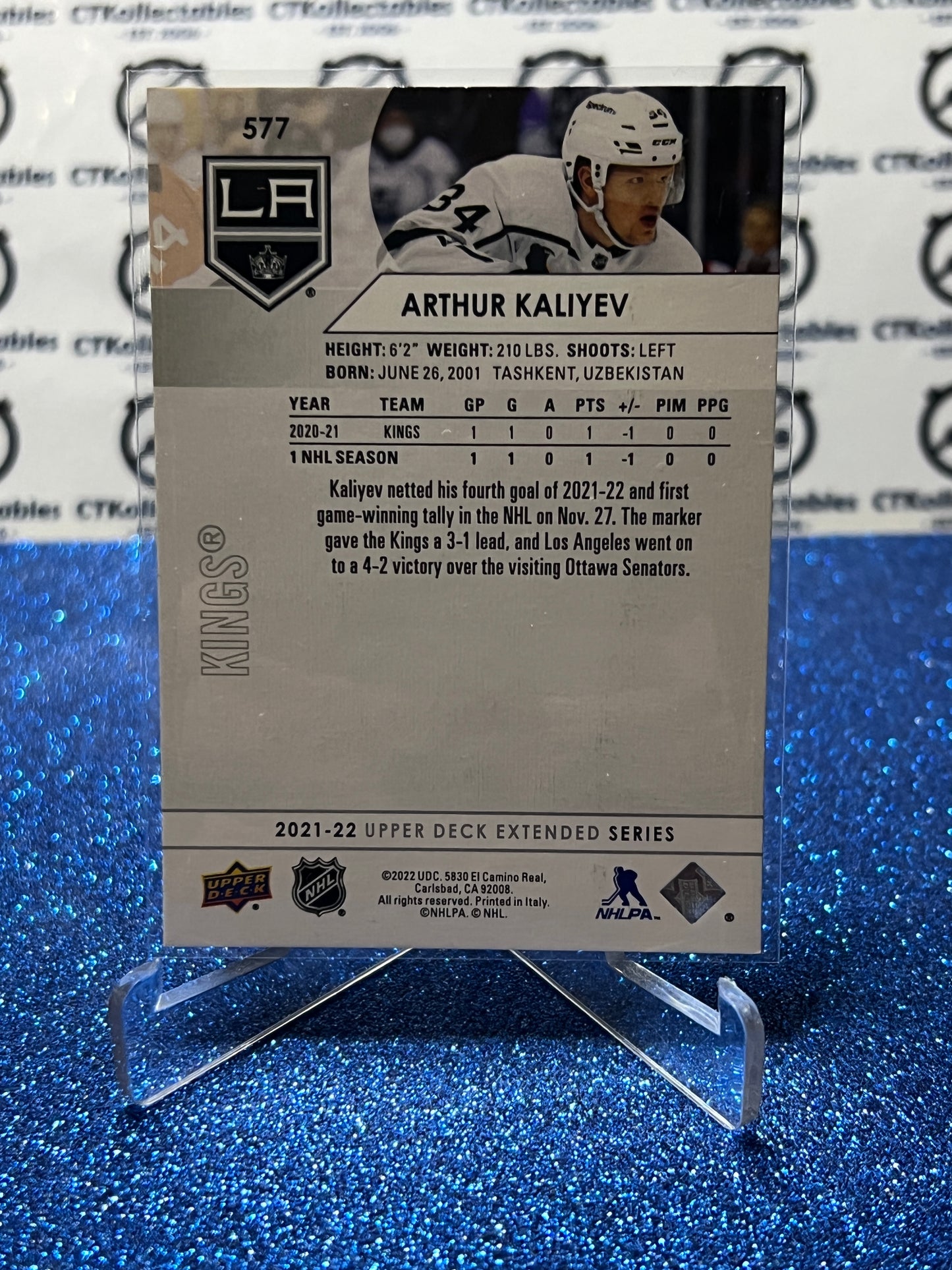 2021-22 UPPER DECK ARTHUR KALIYEV # 577 ROOKIE L A KINGS  HOCKEY NHL CARD