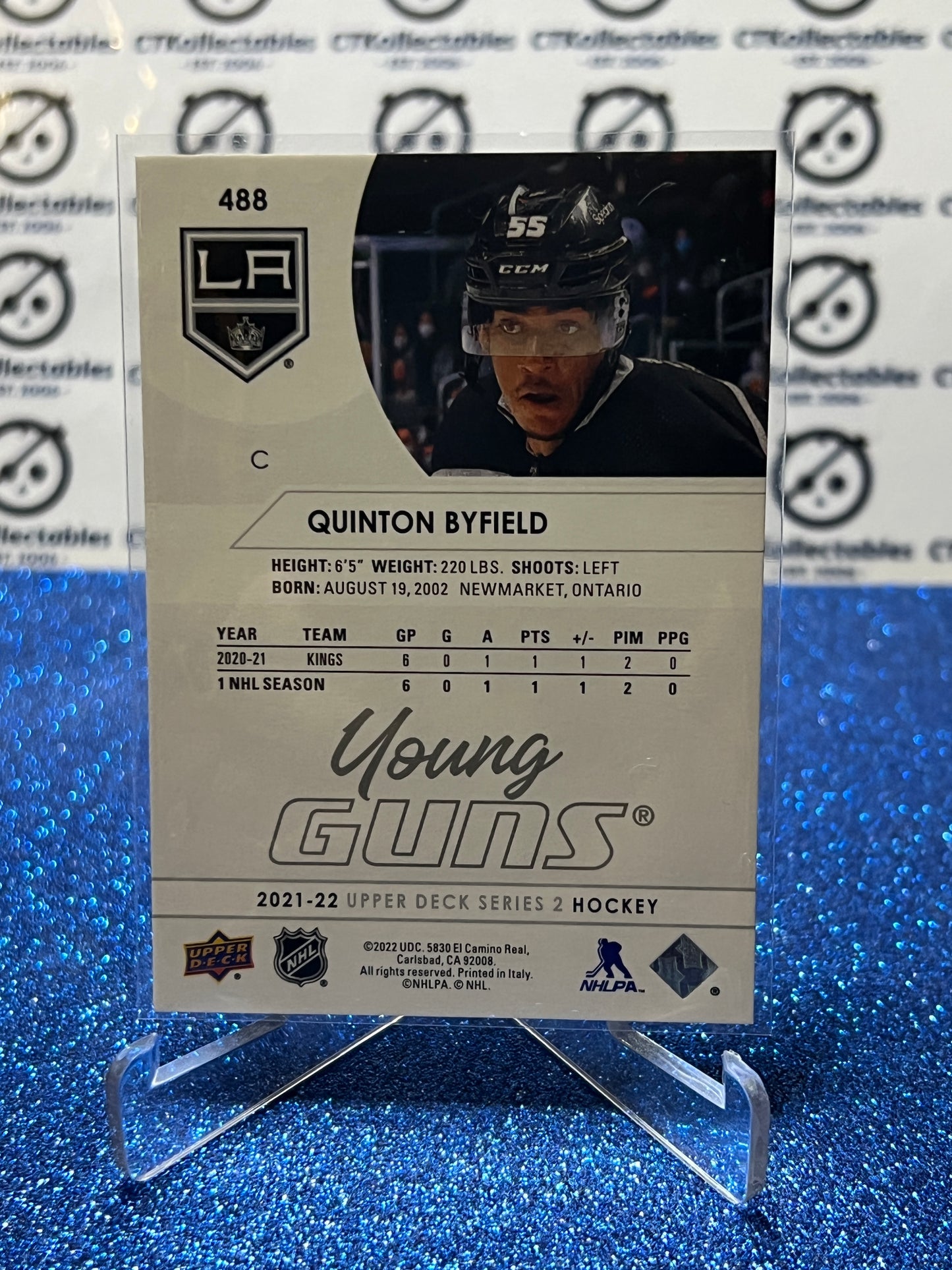 2021-22 UPPER DECK MVP QUINTON BYFIELD # 488 ROOKIE YOUNG GUNS  L A KINGS  HOCKEY NHL CARD