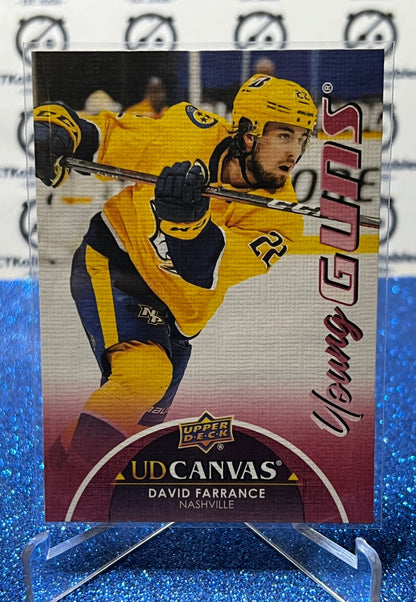 2021-22 UPPER DECK DAVID FARRANCE # C98 UD CANVAS YOUNG GUNS ROOKIE NASHVILLE PREDATORS HOCKEY CARD