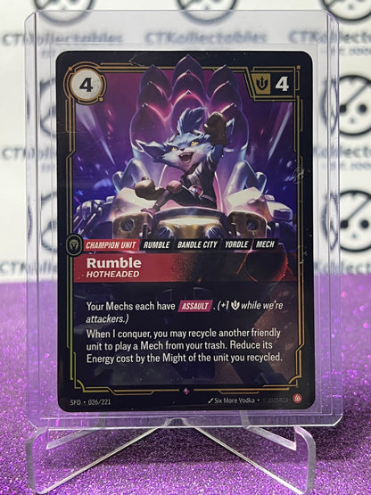 2026 RIFTBOUND LEAGUE OF LEGENDS SPIRITFORGED RUMBLE # 026/221  FOIL TRADING GAME CARD