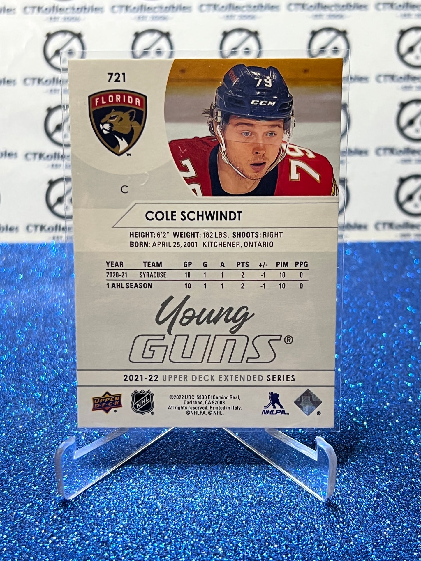 2021-22 UPPER DECK COLE SCHWINDT # 721 ROOKIE YOUNG GUNS FLORIDA PANTHERS HOCKEY CARD