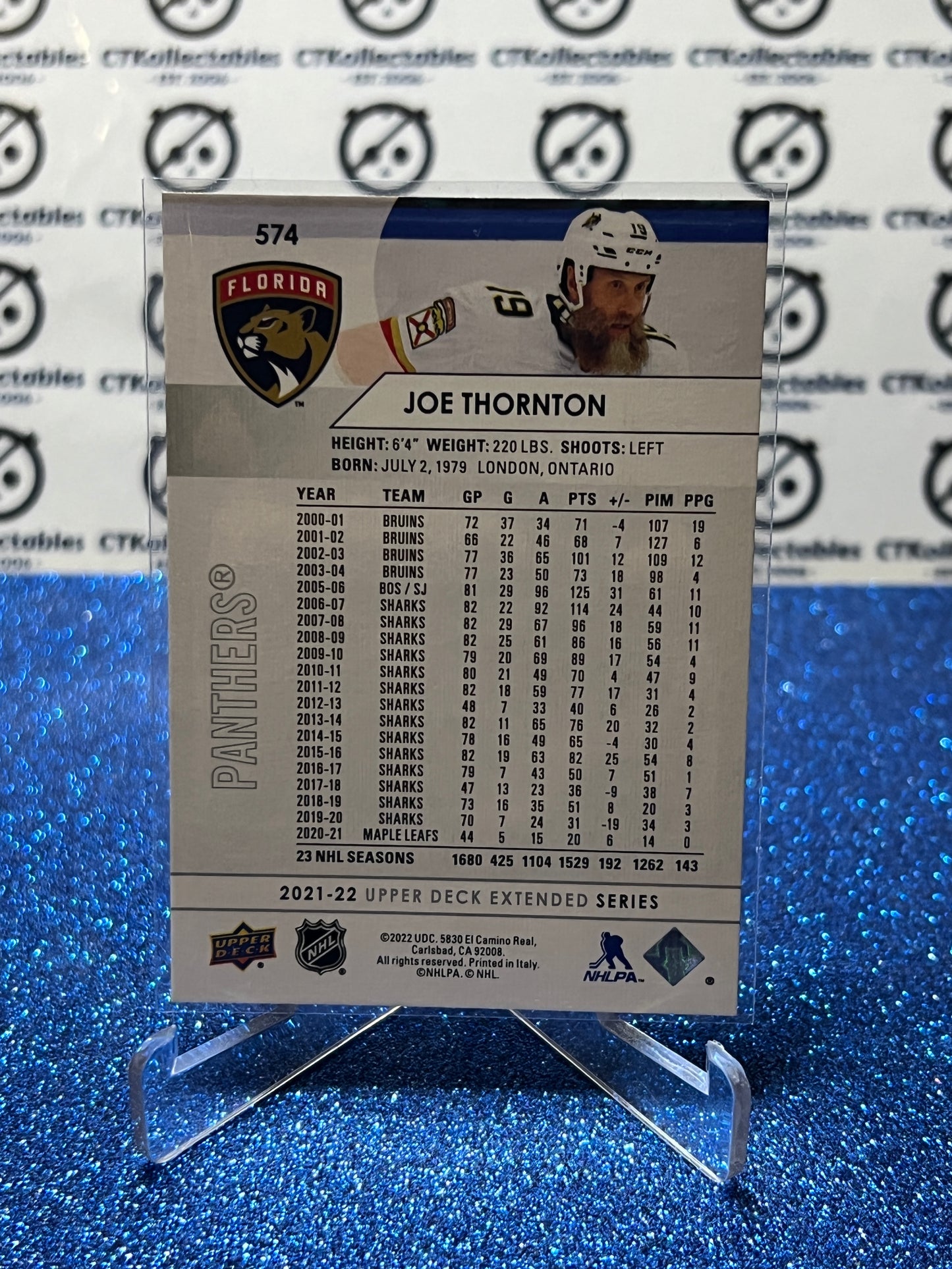 2021-22 UPPER DECK JOE THORNTON # 574 FLORIDA PANTHERS HOCKEY CARD