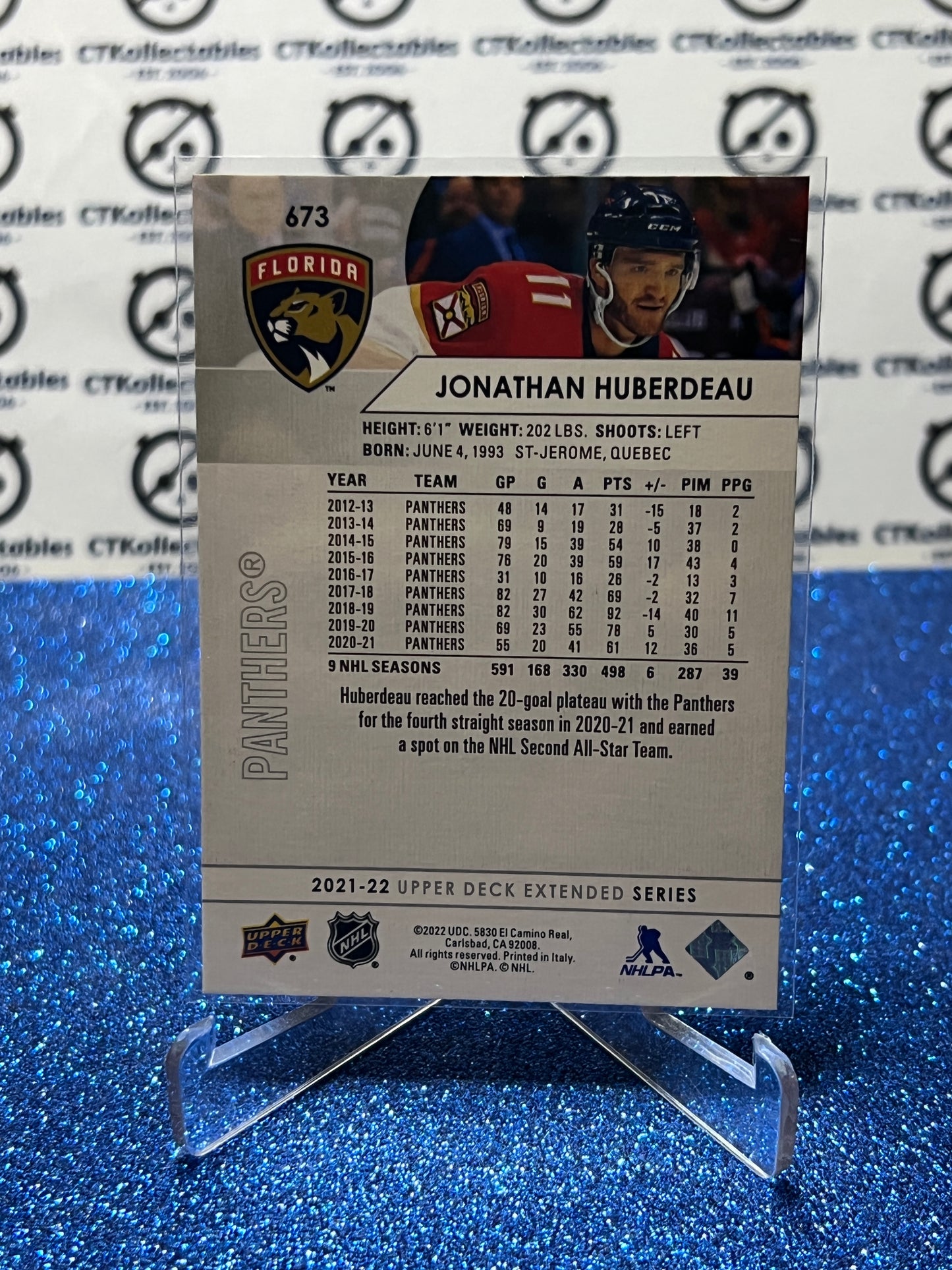 2021-22 UPPER DECK JONATHAN HUBERDEAU # 673 FLORIDA PANTHERS NHL HOCKEY CARD