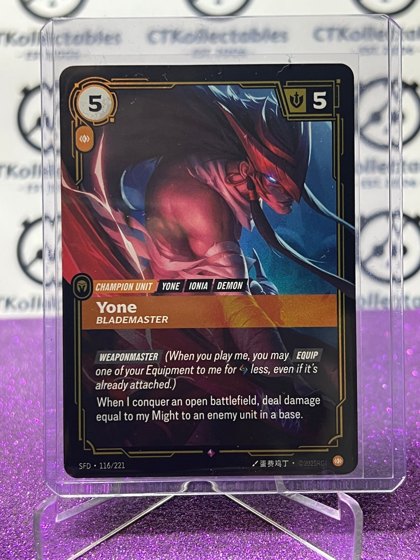 2026 RIFTBOUND LEAGUE OF LEGENDS SPIRITFORGED YONE # 116/221  FOIL TRADING GAME CARD