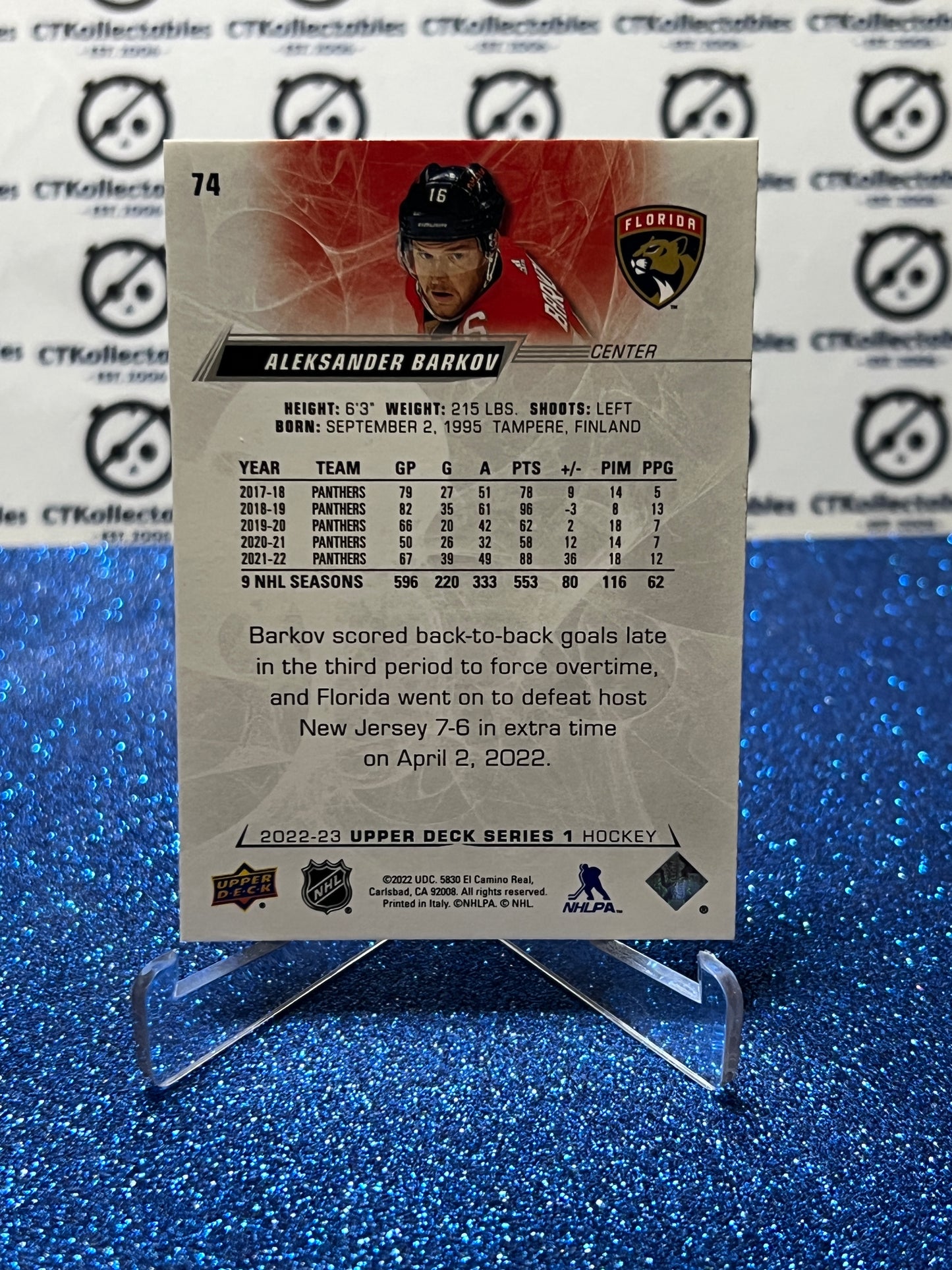 2021-22 UPPER DECK MVP ALEKSANDER BARKOV # 74 FLORIDA PANTHERS NHL HOCKEY