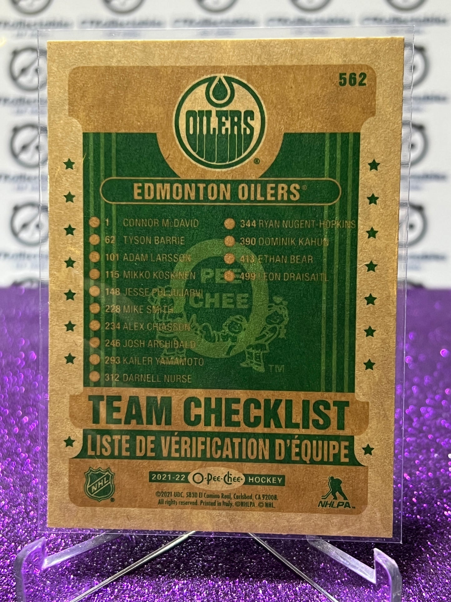 2021-22 O-PEE-CHEE TEAM CHECKLIST # 562 RETRO EDMONTON OILERS HOCKEY NHL CARD