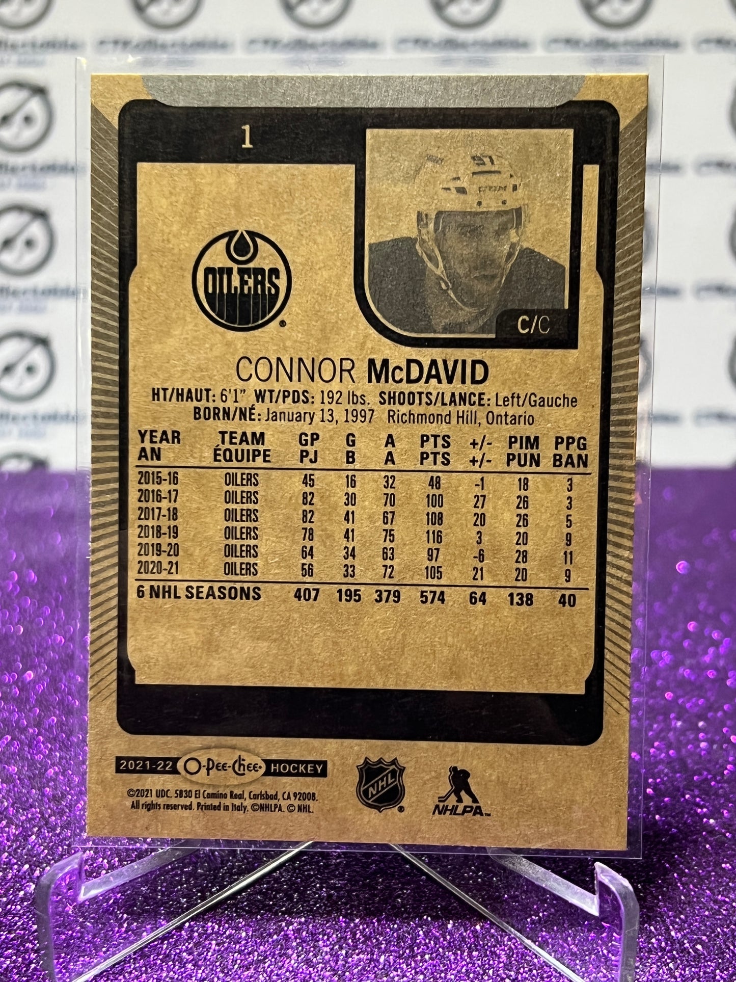 2021-22 O-PEE-CHEE CONNOR McDAVID # 1  EDMONTON OILERS HOCKEY NHL CARD