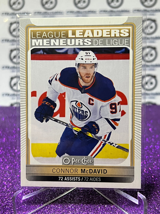 2021-22 O-PEE-CHEE CONNOR McDAVID # 583 LEAGUE LEADERS EDMONTON OILERS HOCKEY NHL CARD