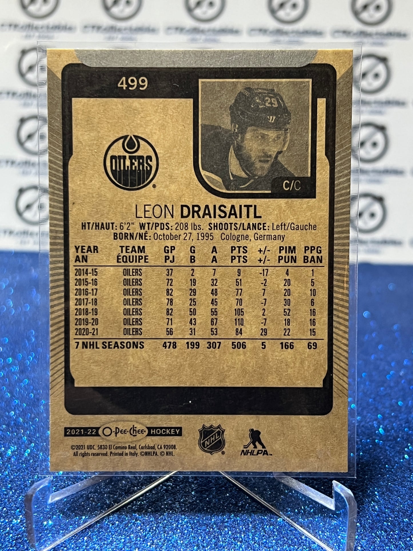 2021-22 O-PEE-CHEE LEON DRAISAITL # 499 EDMONTON OILERS HOCKEY NHL CARD