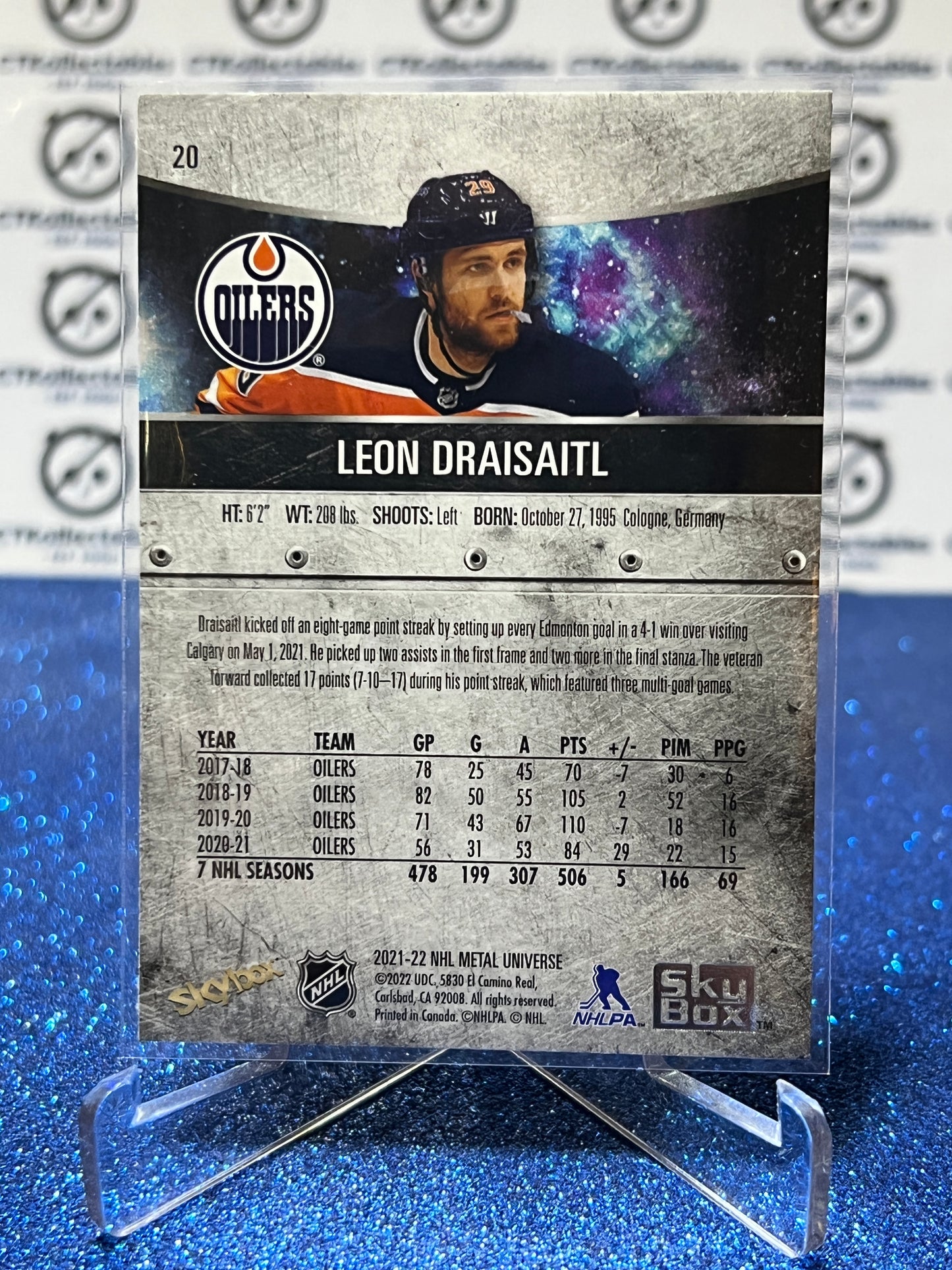 2021-22 SKYBOX METAL LEON DRAISAITL # 20 EDMONTON OILERS HOCKEY NHL CARD
