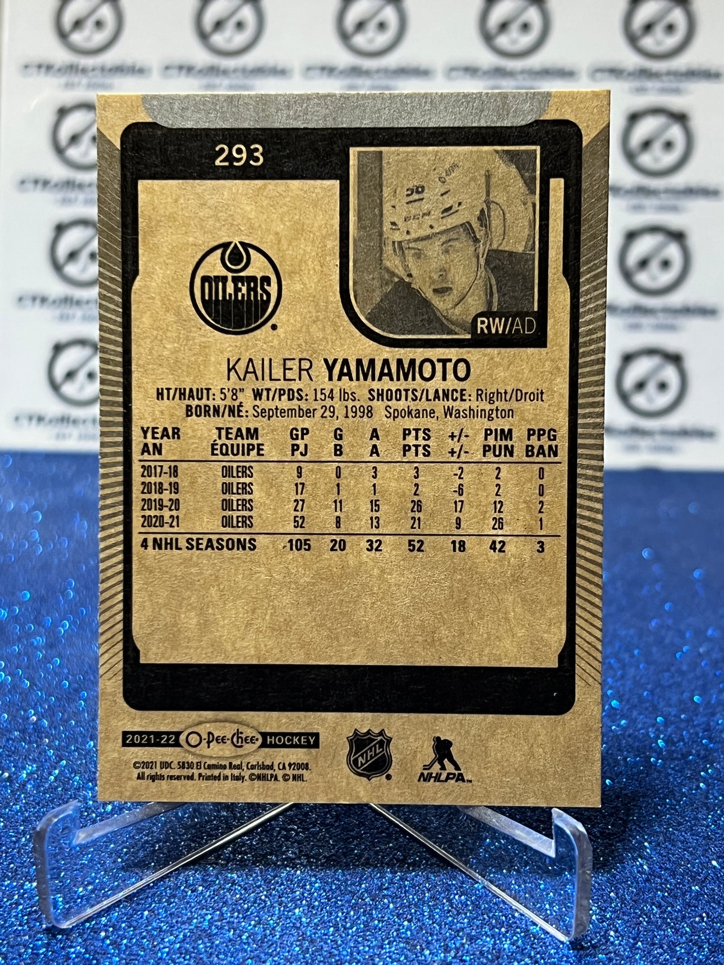 2021-22 O-PEE-CHEE KAILER YAMAMOTO # 293 EDMONTON OILERS HOCKEY NHL CARD