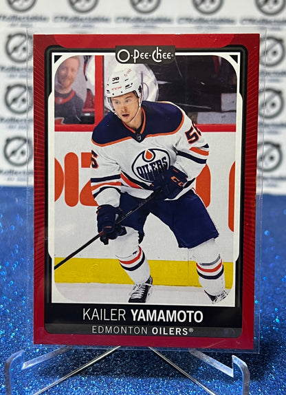 2021-22 O-PEE-CHEE KAILER YAMAMOTO # 293 RED PARALLEL  EDMONTON OILERS HOCKEY NHL CARD