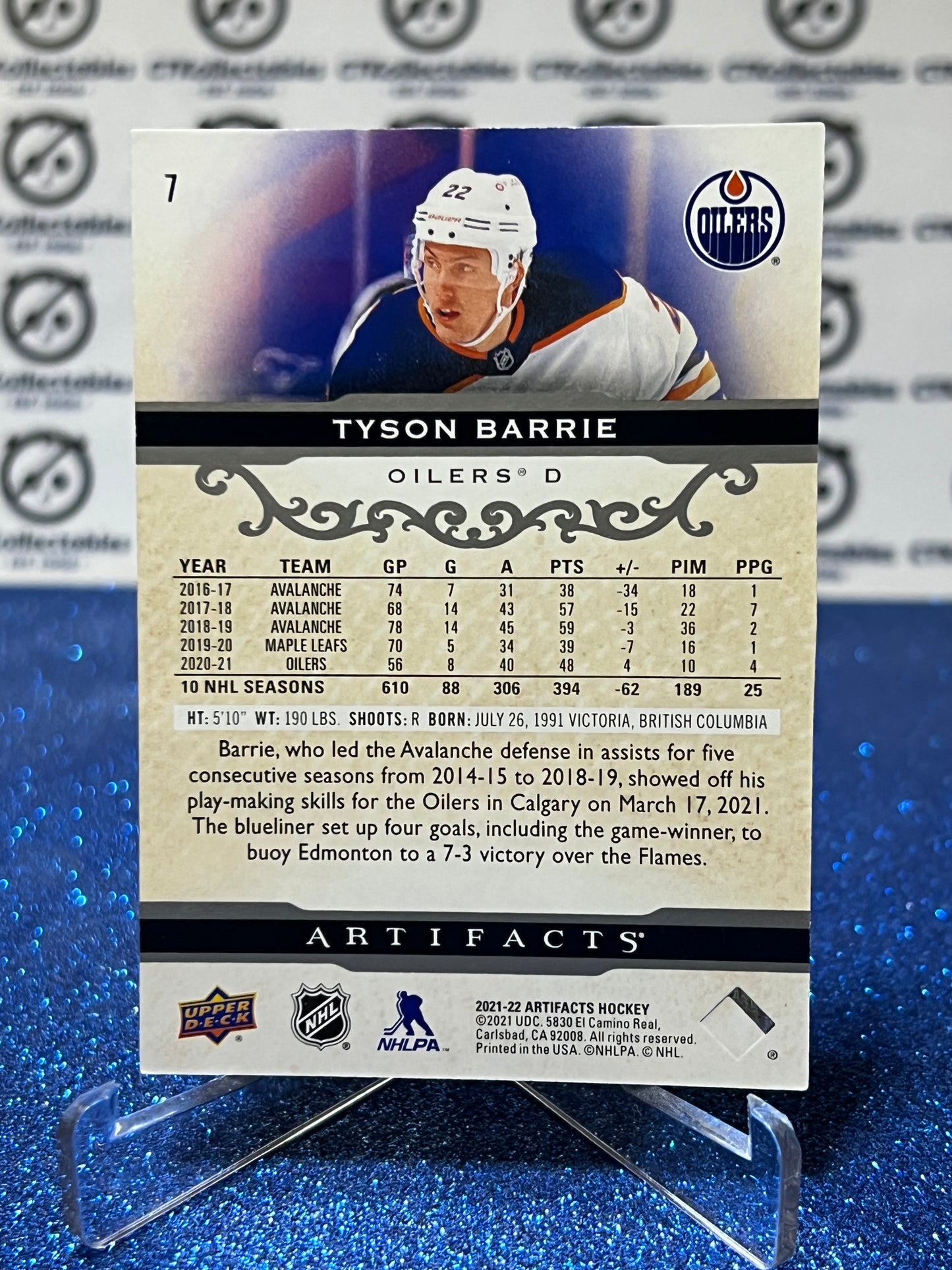 2021-22 UPPER DECK ARTIFACTS TYSON BARRIE # 7 EDMONTON OILERS HOCKEY NHL CARD