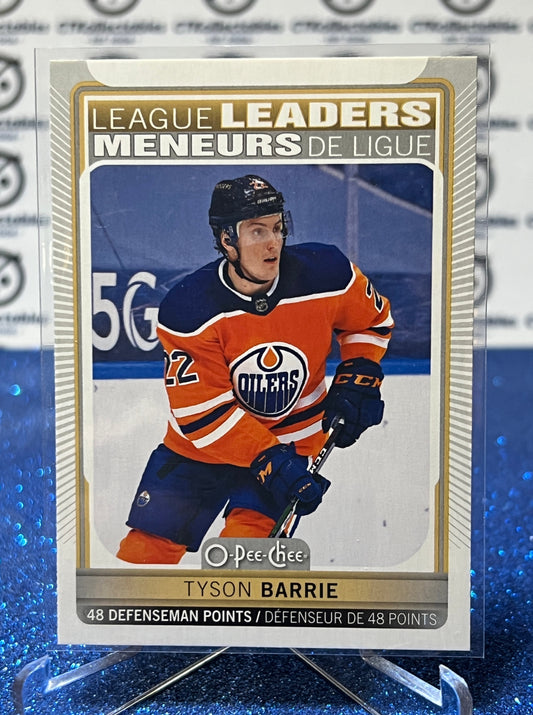 2021-22 O-PEE-CHEE TYSON BARRIE # 586 LEAGUE LEADERS EDMONTON OILERS HOCKEY NHL CARD