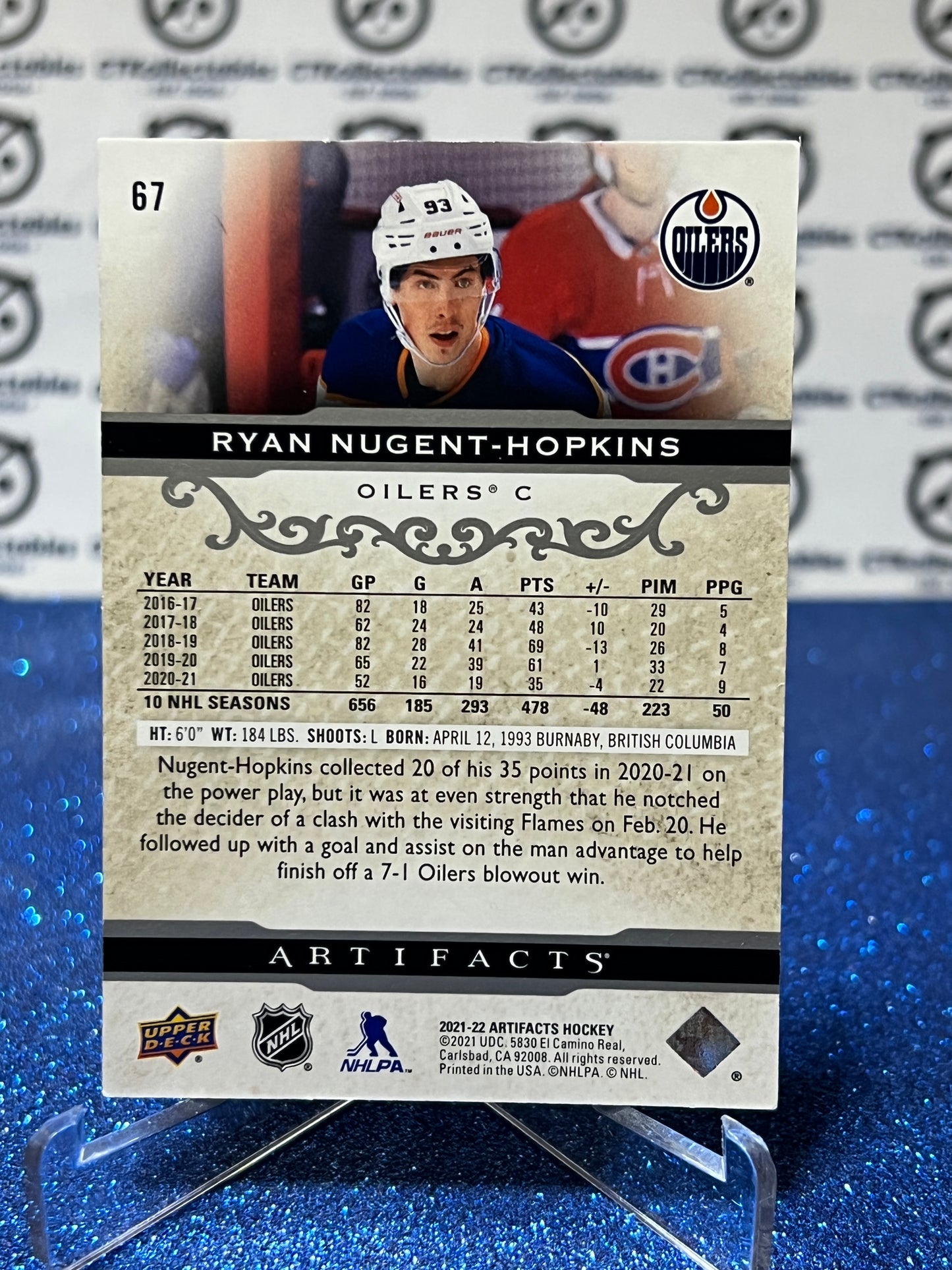 2021-22 UPPER DECK ARTIFACTS RYAN NUGENT-HOPKINS # 67 EDMONTON OILERS HOCKEY NHL CARD