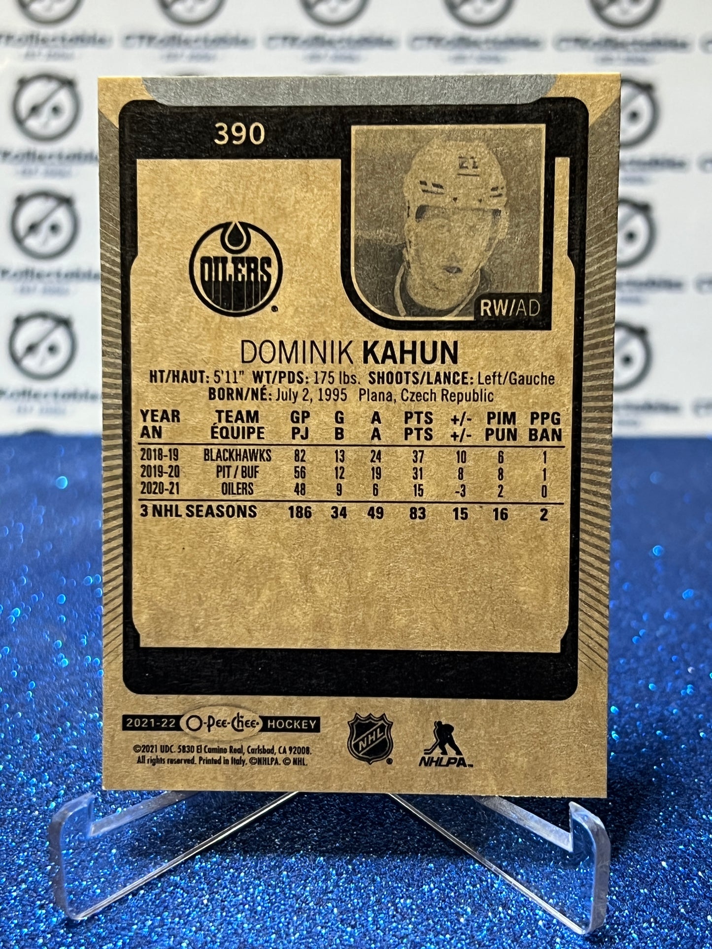 2021-22 O-PEE-CHEE DOMINIK KAHUN # 390 EDMONTON OILERS HOCKEY NHL CARD