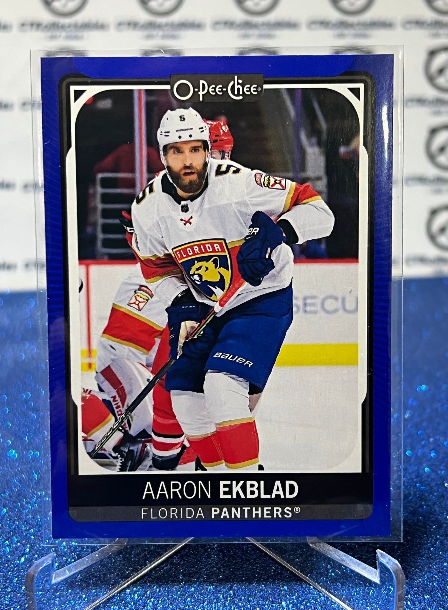 2021-22 O-PEE-CHEE AARON EKBLAD # 57 BLUE PARALLEL FLORIDA PANTHERS NHL HOCKEY CARD