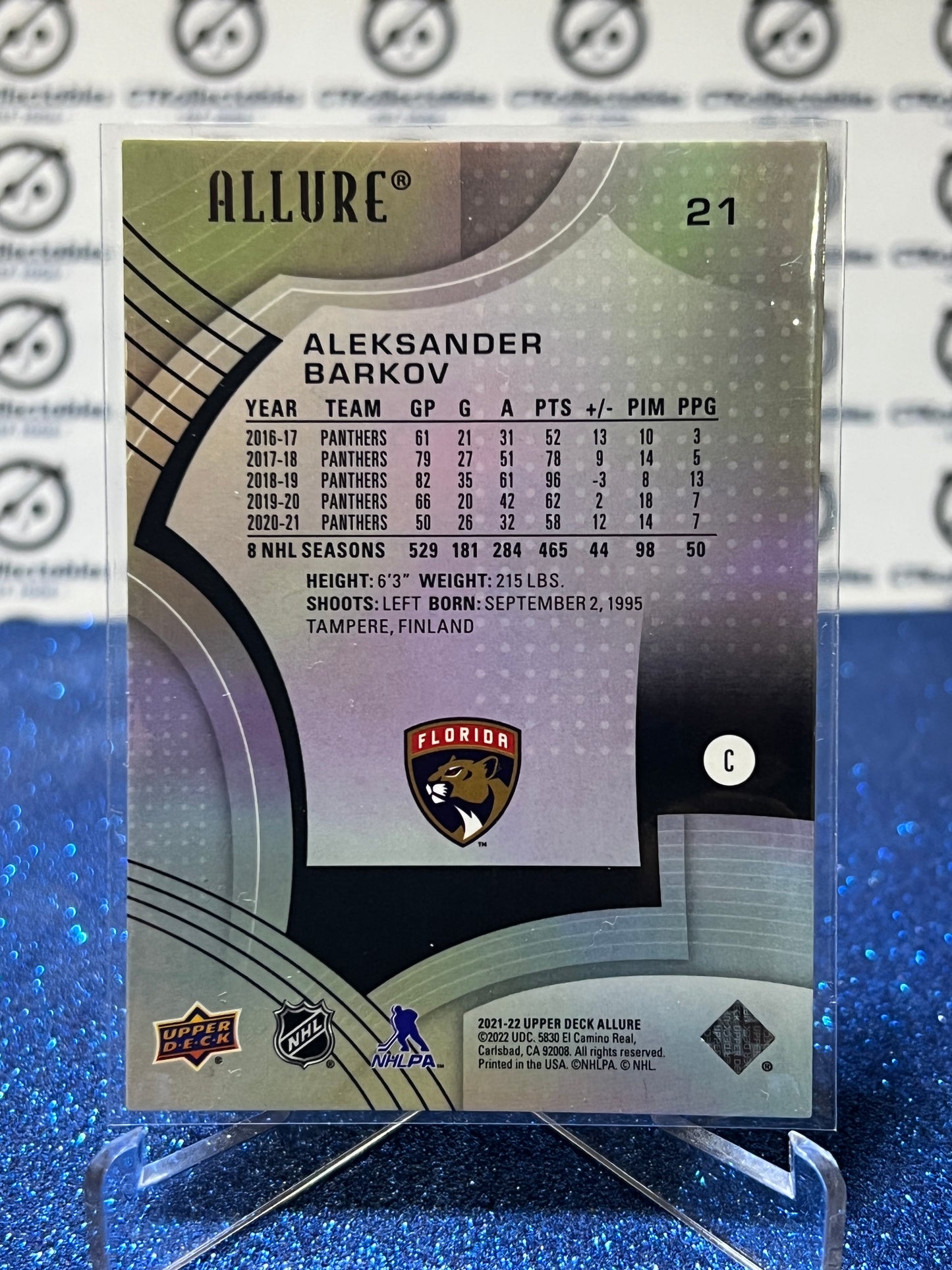 2021-22 UPPER DECK ALLURE ALEKSANDER BARKOV # 21 FLORIDA PANTHERS NHL HOCKEY CARD