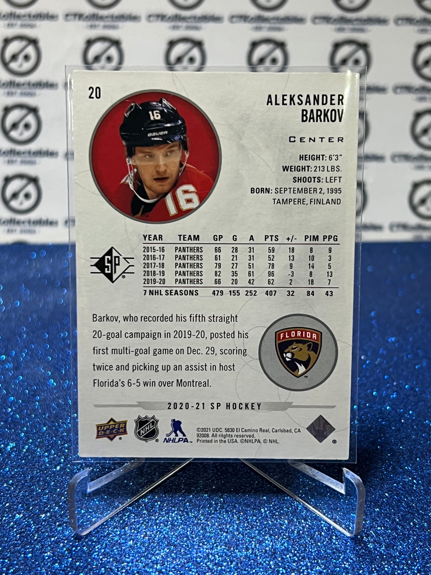 2021-22 UPPER DECK SP ALEKSANDER BARKOV # 20 FLORIDA PANTHERS NHL HOCKEY CARD