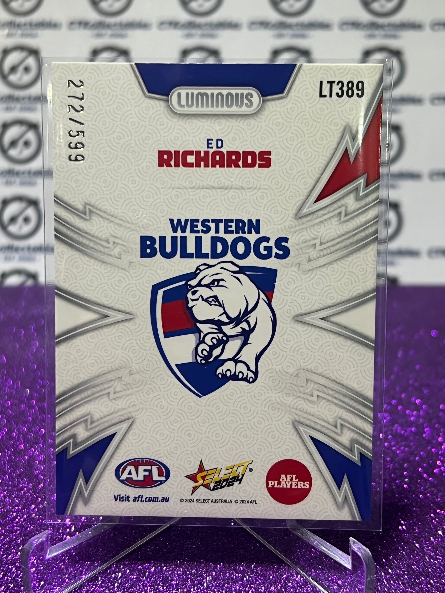 2024 AFL FOOTY STARS LUMINOUS THUNDERBOLT ED RICHARDS # LT389 BULLDOGS /599