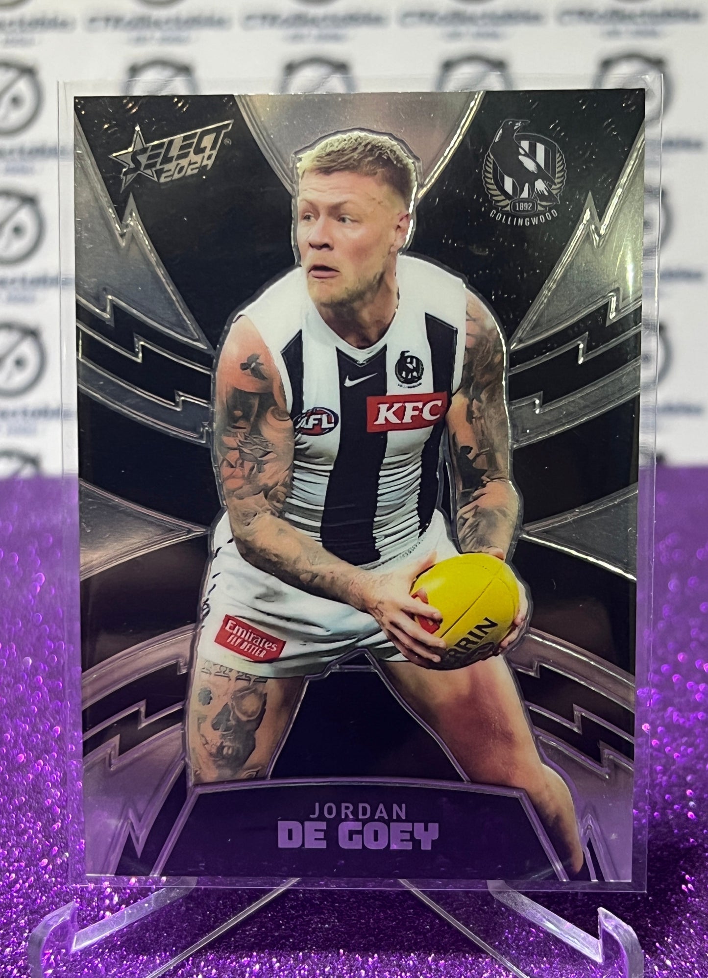 2024 AFL FOOTY STARS LUMINOUS THUNDERBOLT JORDAN DE GOEY # LT71 MAGPIES /599