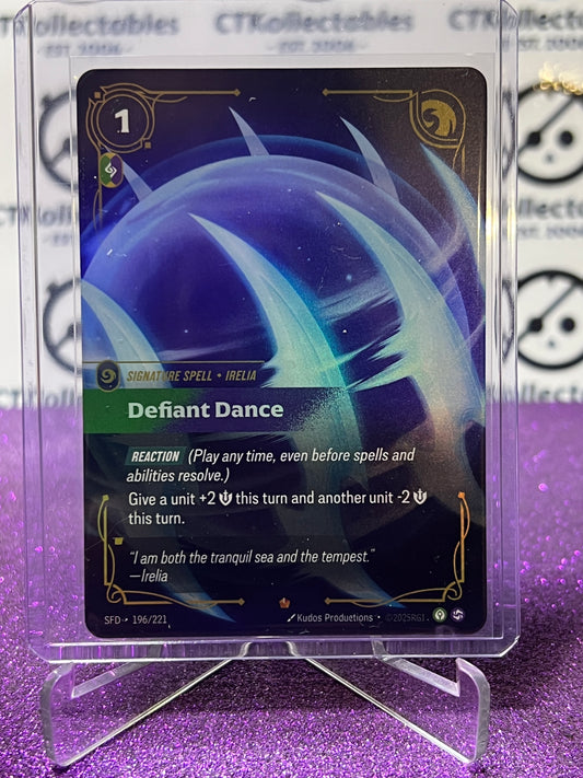 2026 RIFTBOUND LEAGUE OF LEGENDS SPIRITFORGED DEFIANT DANCE # 196/221  FOIL TRADING GAME CARD