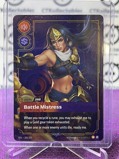 2026 RIFTBOUND LEAGUE OF LEGENDS SPIRITFORGED BATTLE MISTRESS # 203/221 FOIL TRADING GAME CARD