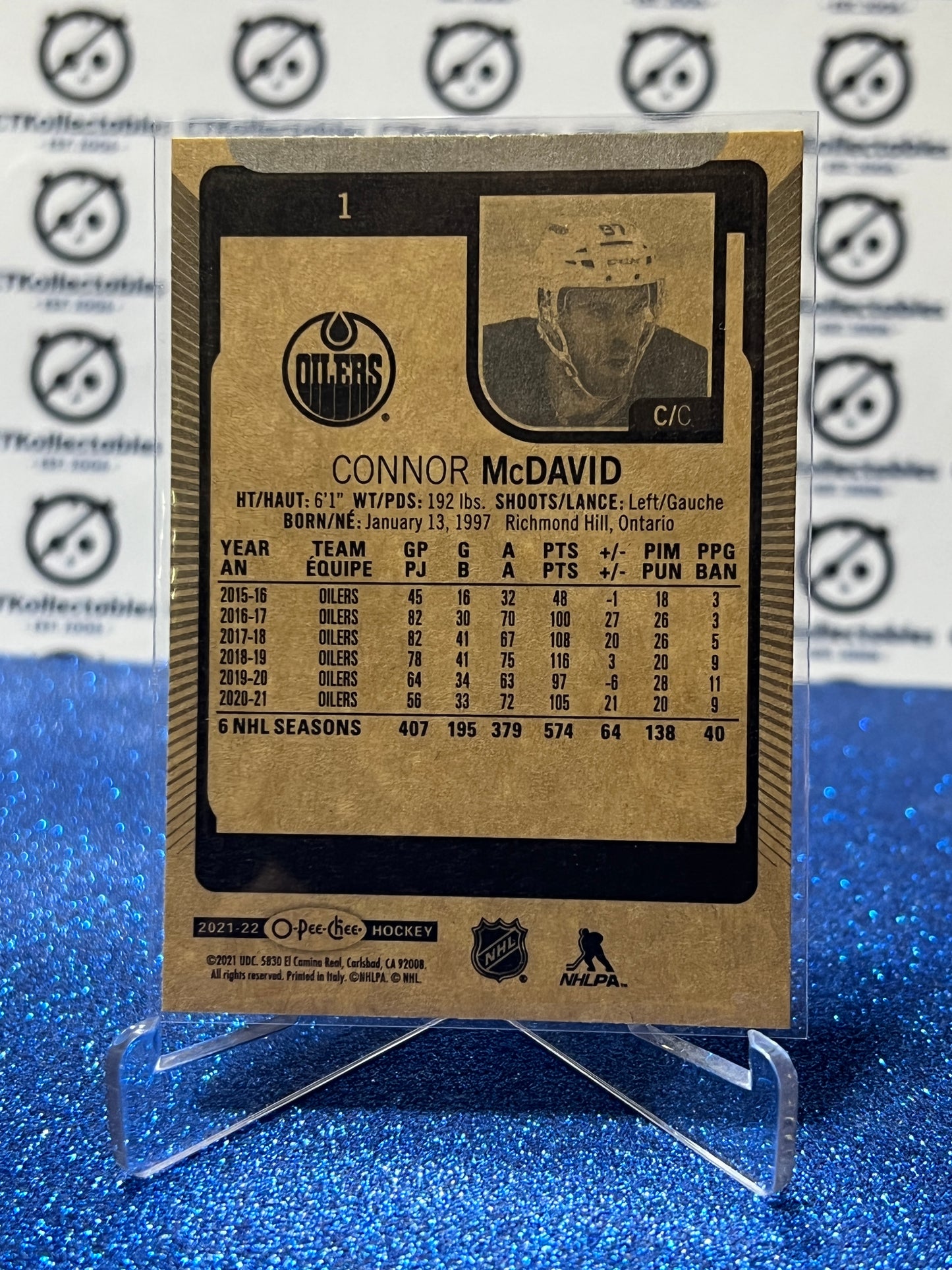 2021-22 O-PEE-CHEE CONNOR McDAVID # 1  EDMONTON OILERS HOCKEY CARD