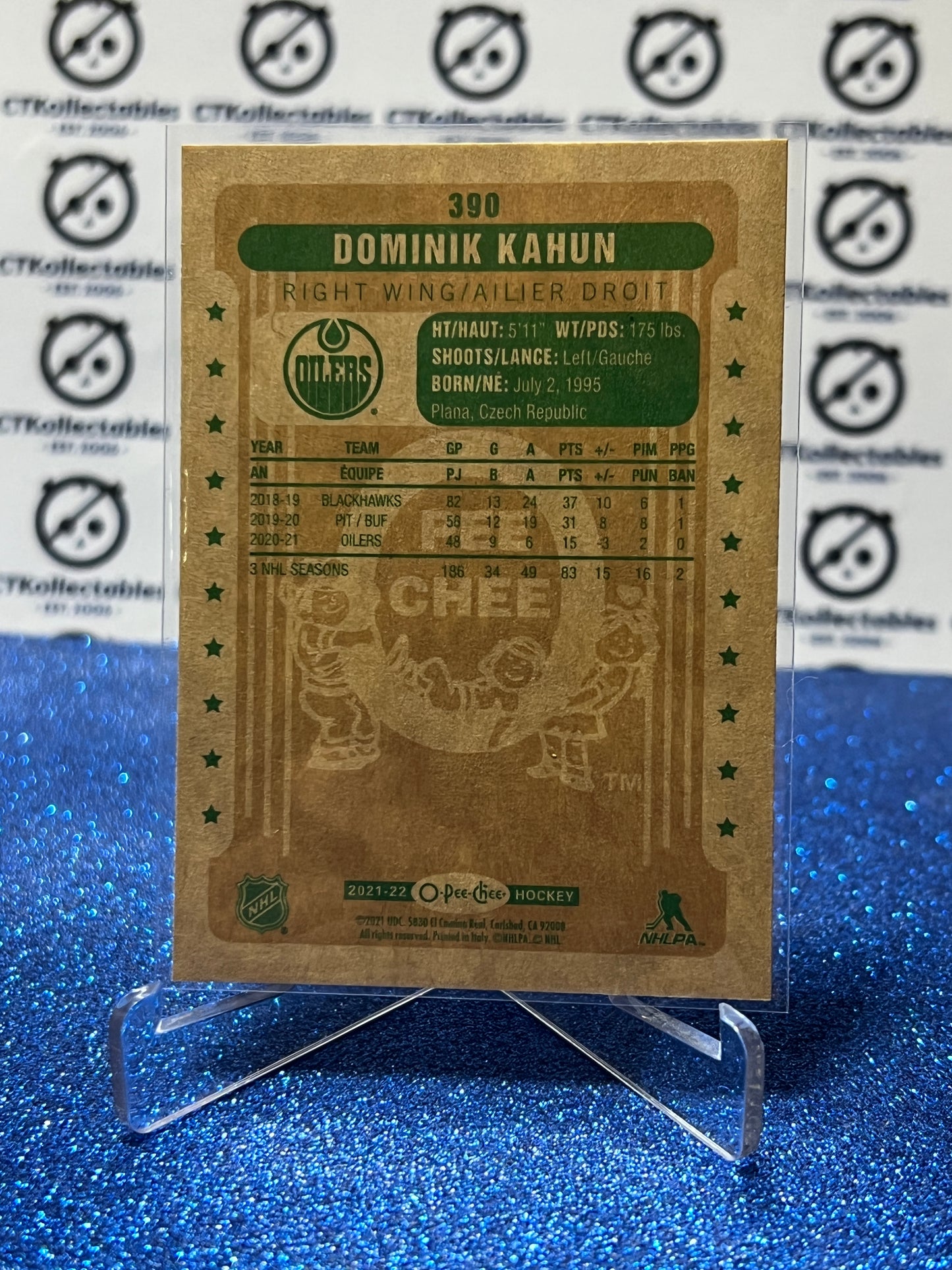 2021-22 O-PEE-CHEE DOMINIK KAHUN # 390 RETRO EDMONTON OILERS HOCKEY CARD